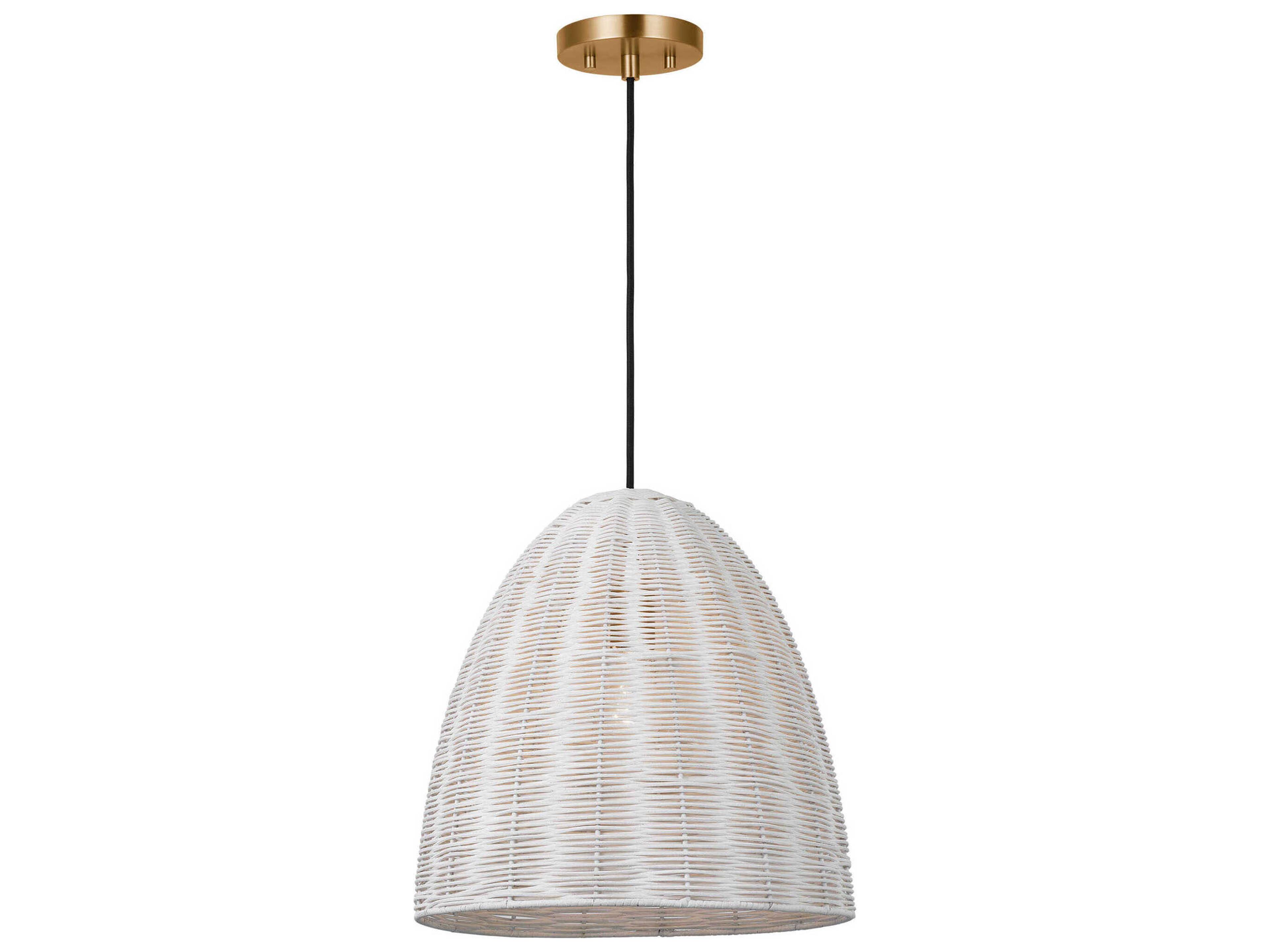 Visual Comfort Studio Norman 1-Light Satin Brass Off White Dome Pendant