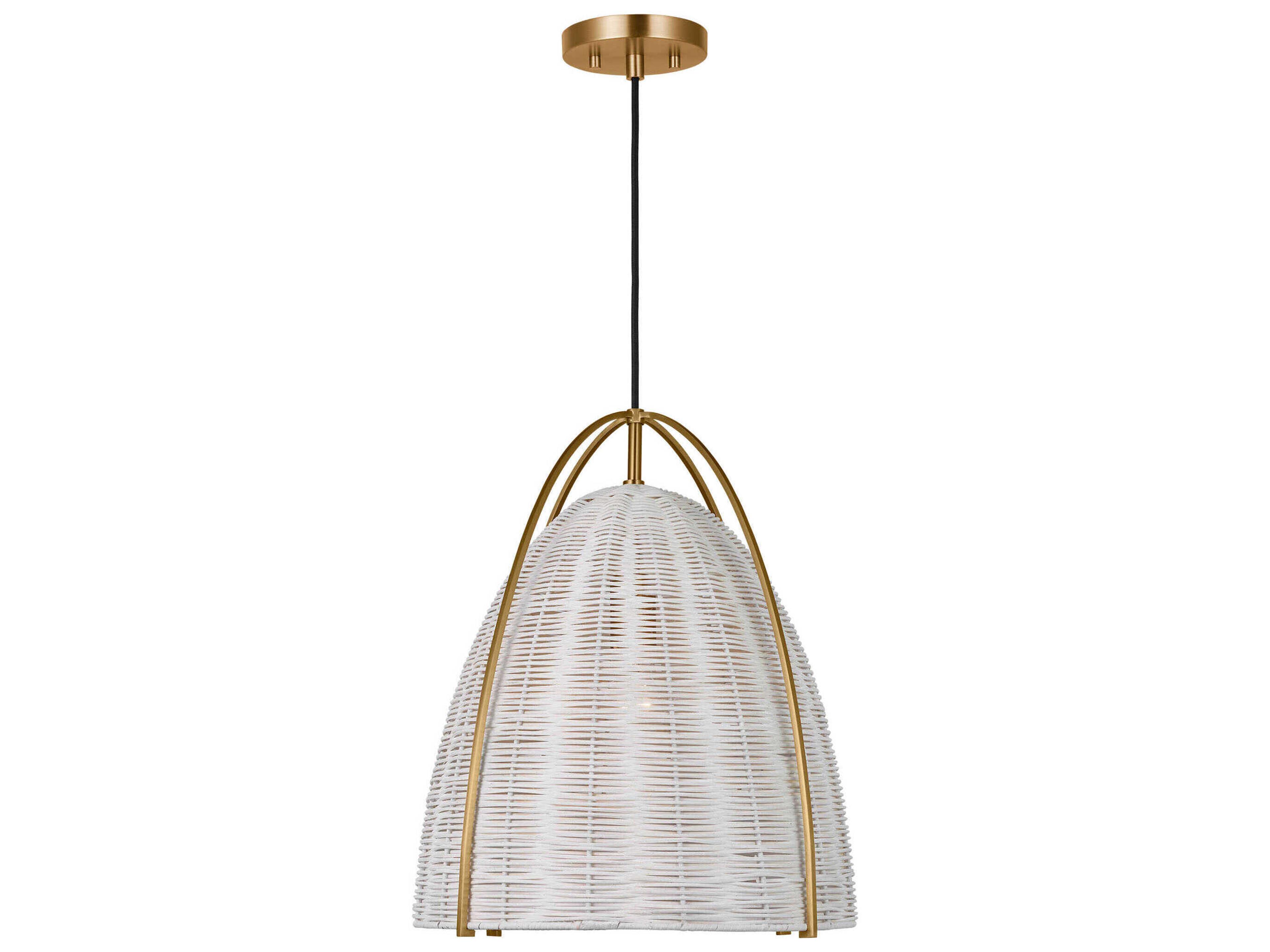 Visual Comfort Studio Norman 1-Light Satin Brass Off White Dome Pendant