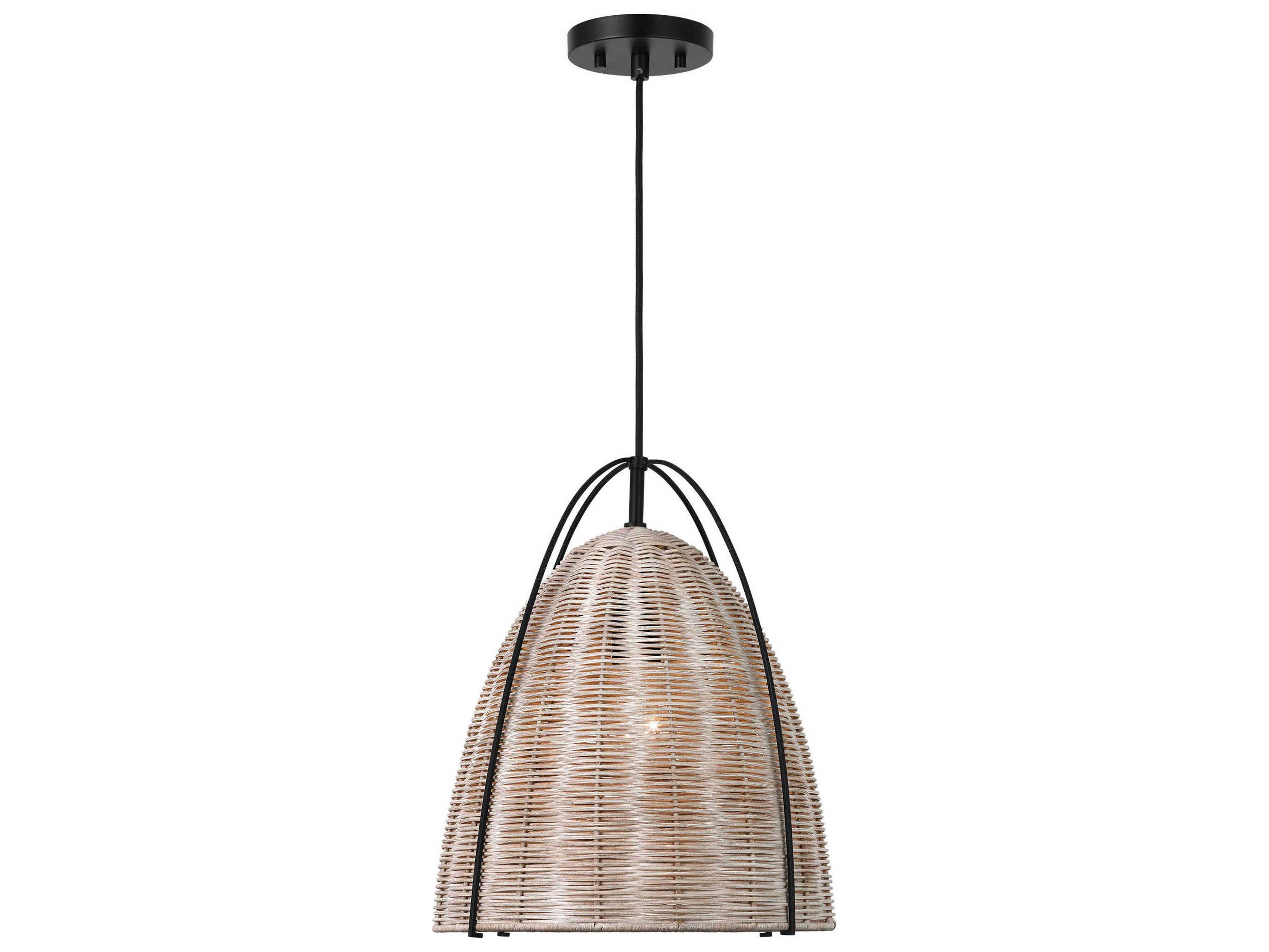 Visual Comfort Studio Norman 1-Light Matte Black Brown Dome Pendant