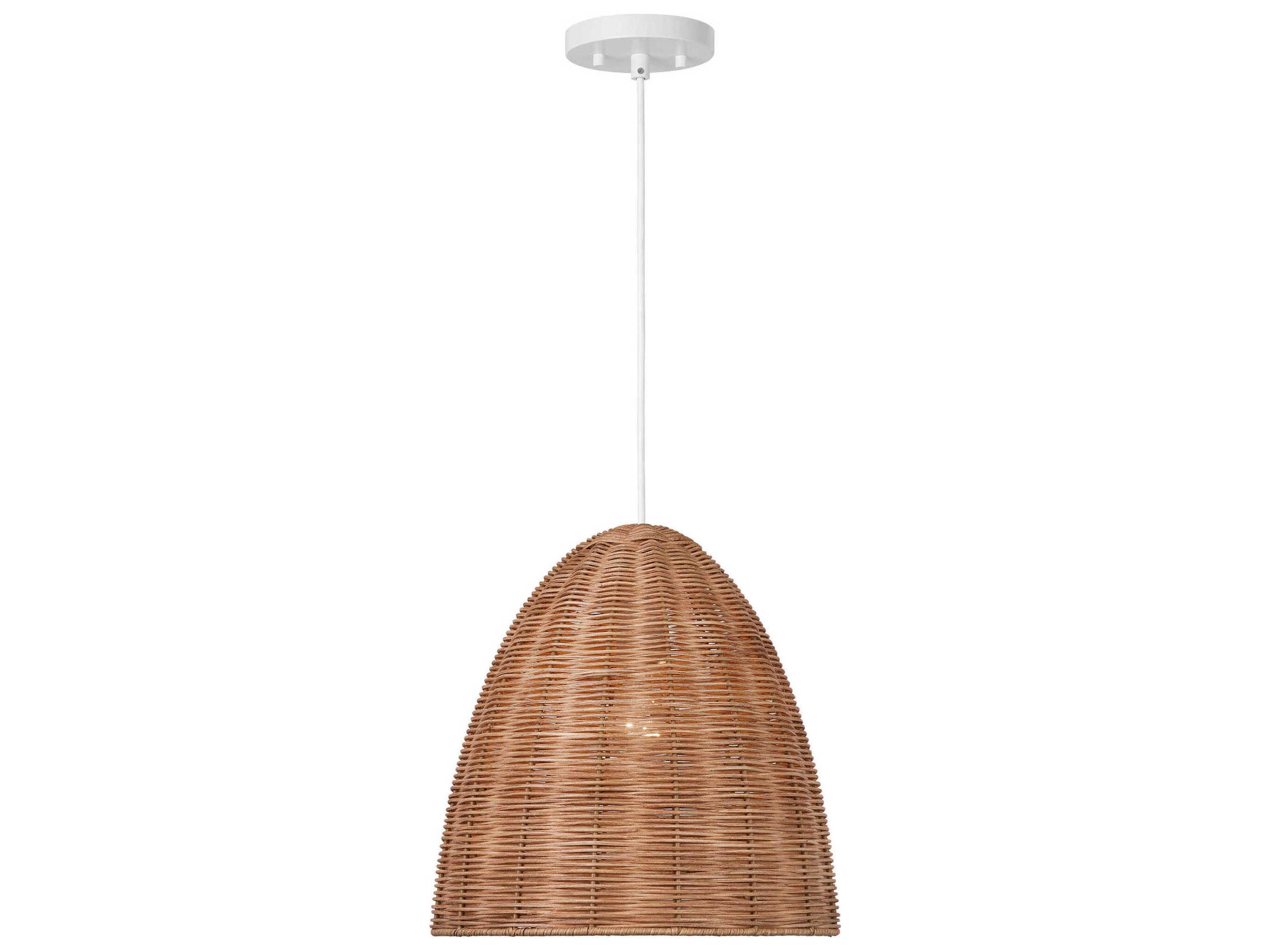 Visual Comfort Studio Norman 1-Light Matte White Brown Dome Pendant