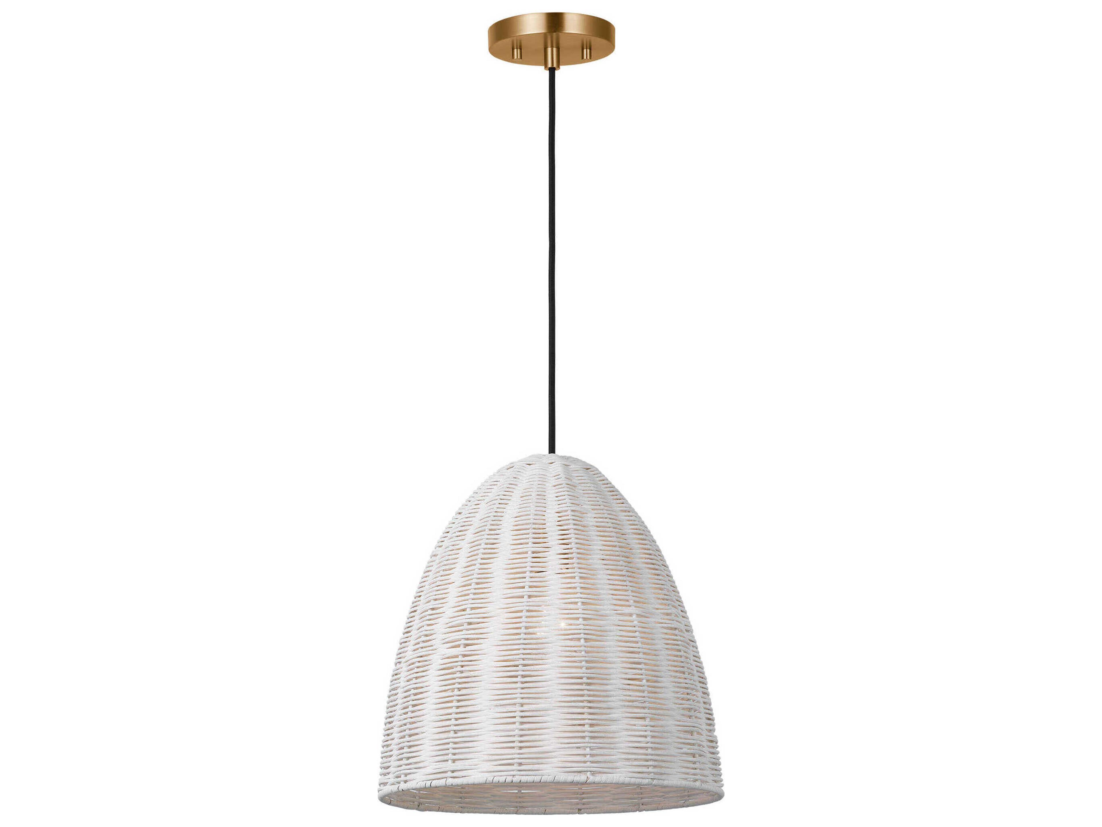 Visual Comfort Studio Norman 1-Light Satin Brass Off White Dome Pendant