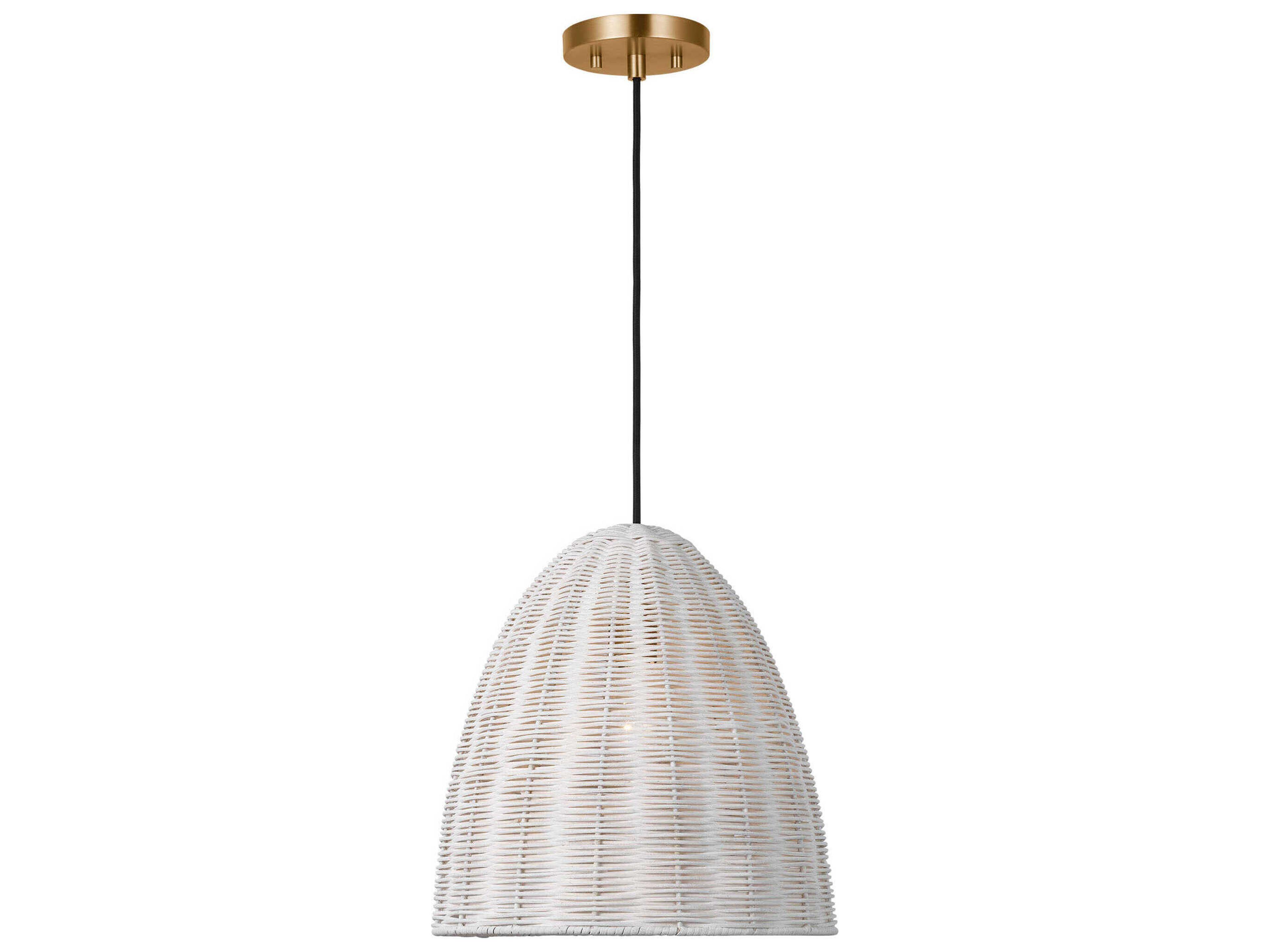Visual Comfort Studio Norman 1-Light Satin Brass Off White Dome Pendant