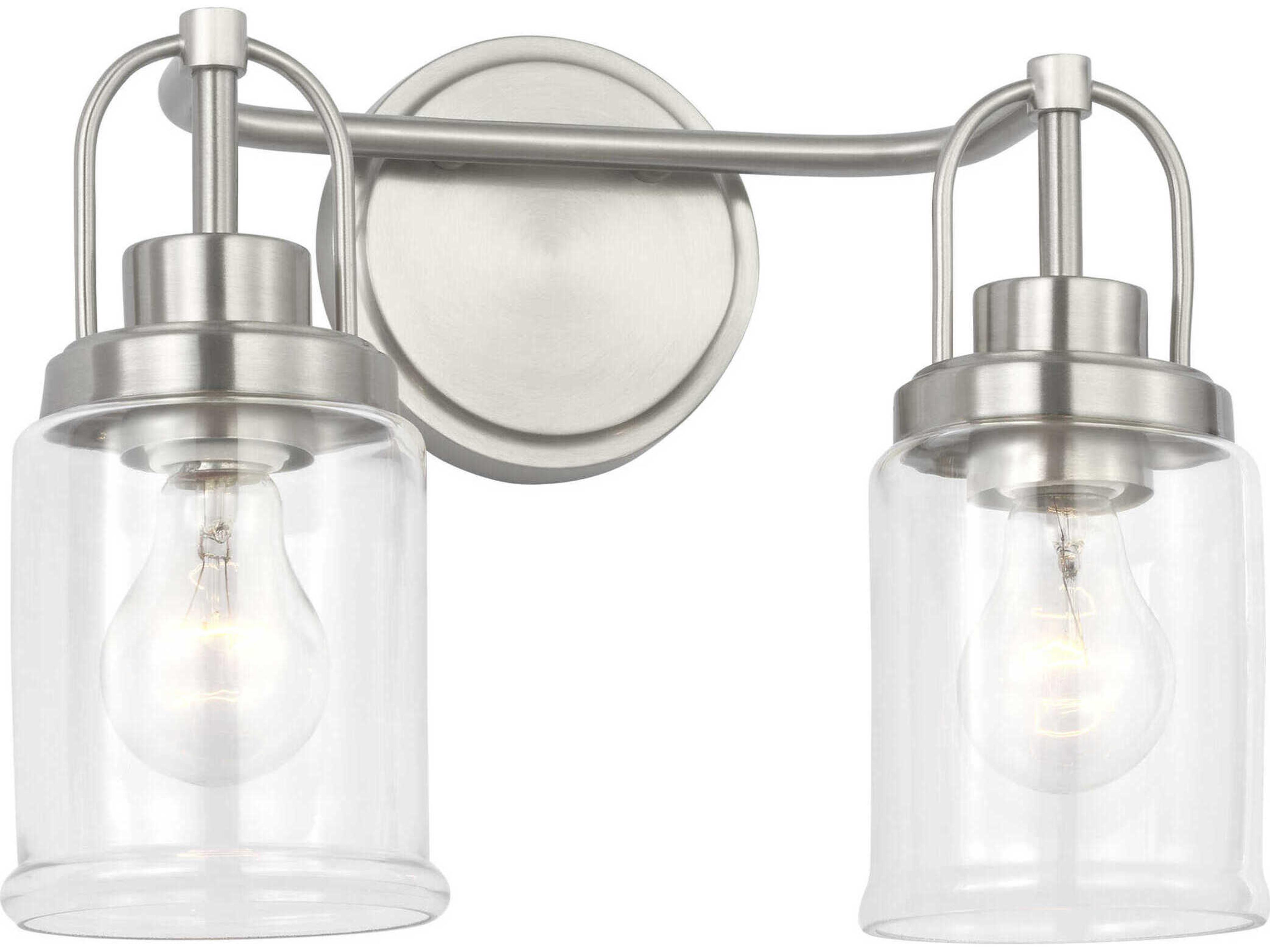 Anders 2-Light Brushed Nickel Vanity Light with Clear Glass