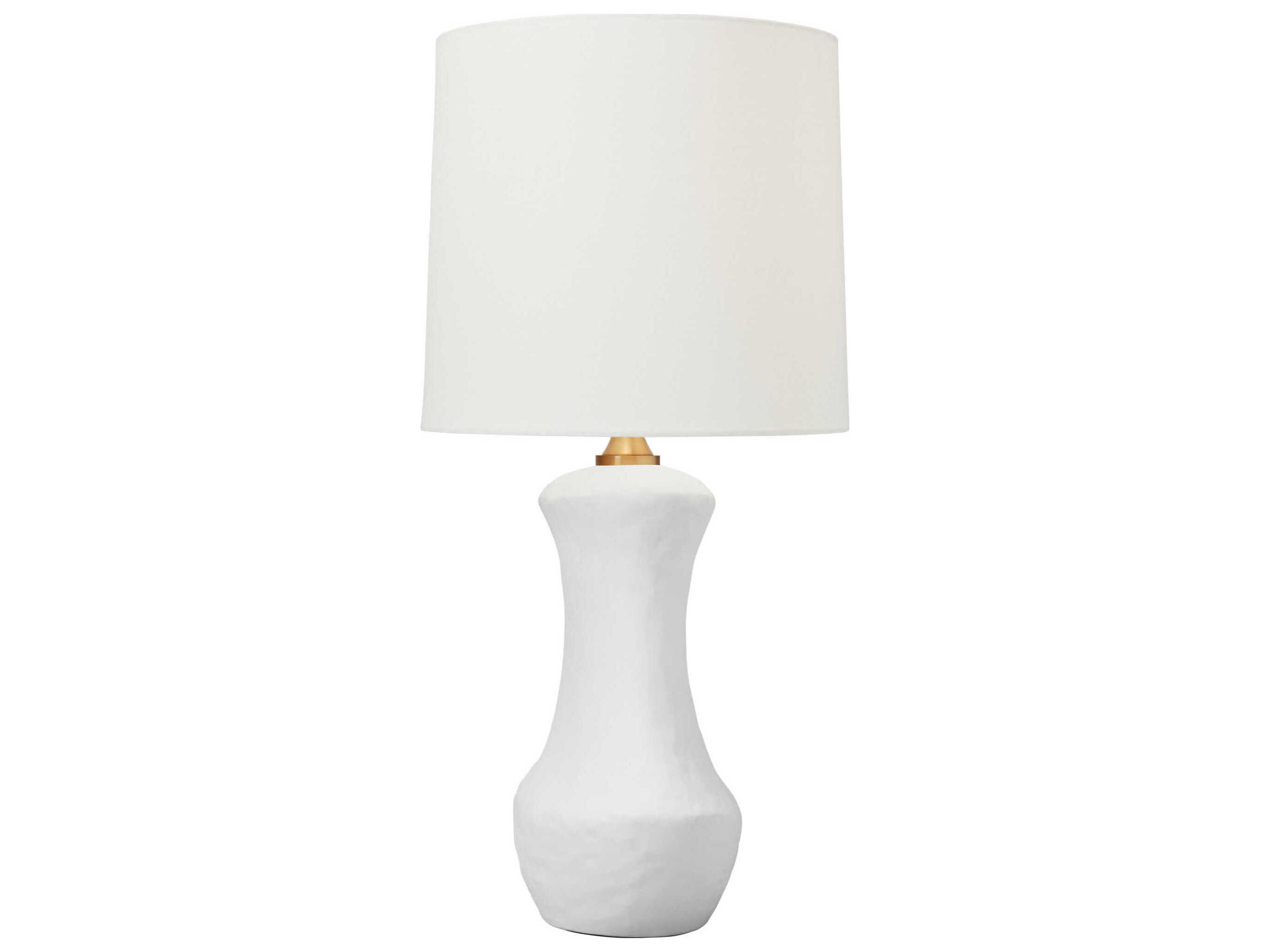 Visual Comfort Studio Bone Matte White Ceramic Linen Fabric Buffet Lamp