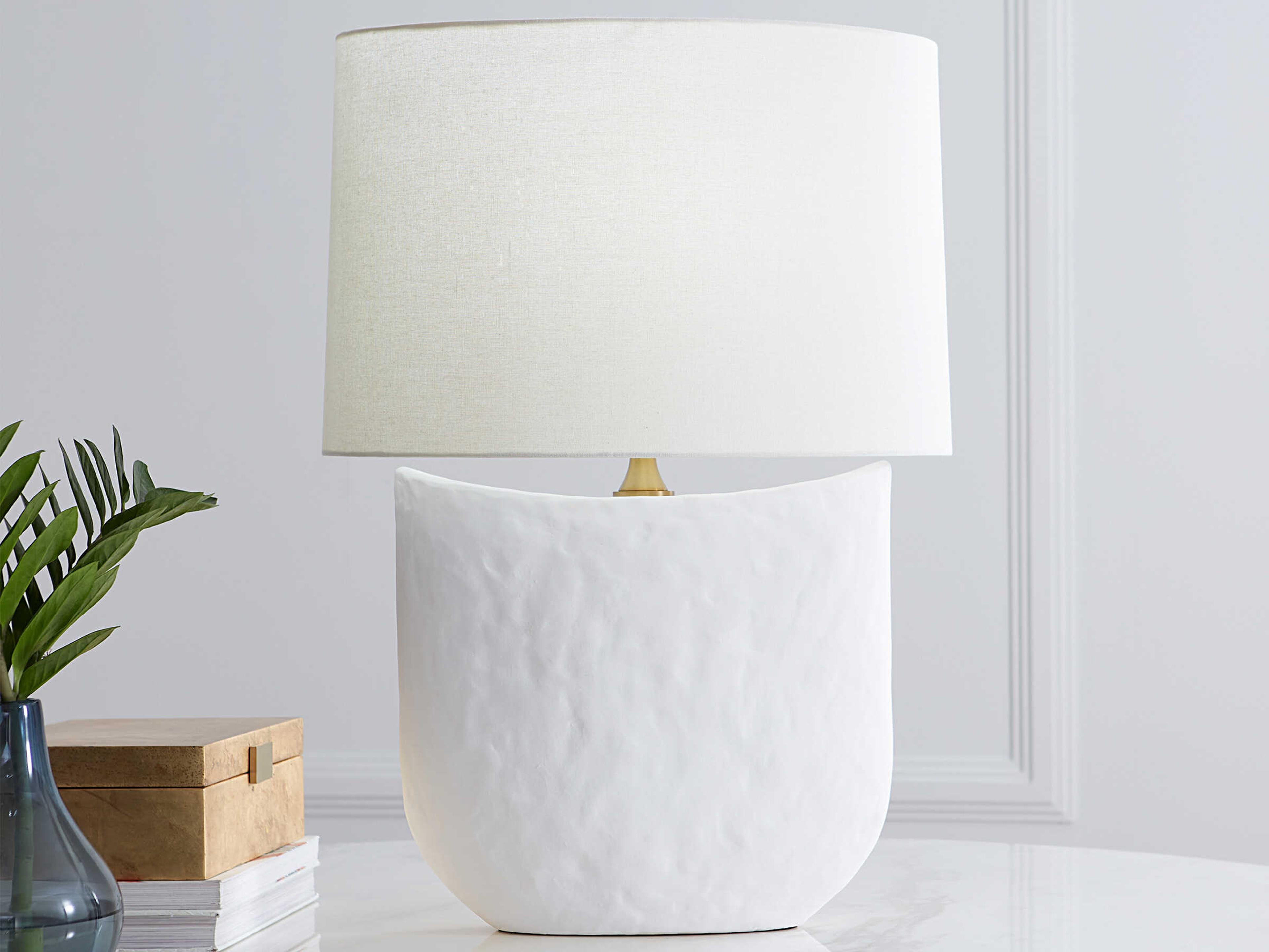Visual Comfort Studio Cenotes Matte White Ceramic Linen Fabric Buffet Lamp