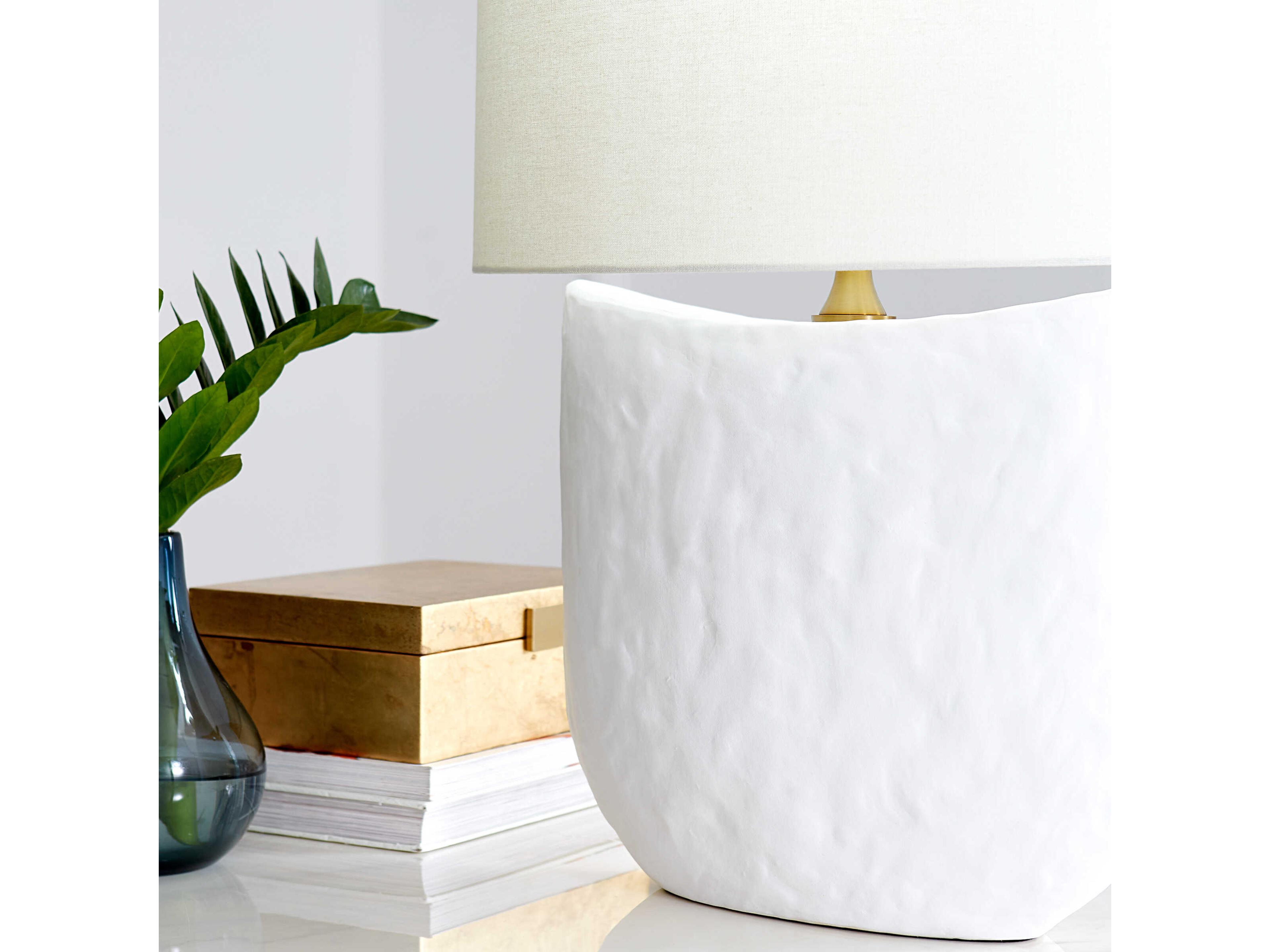 Visual Comfort Studio Cenotes Matte White Ceramic Linen Fabric Buffet Lamp
