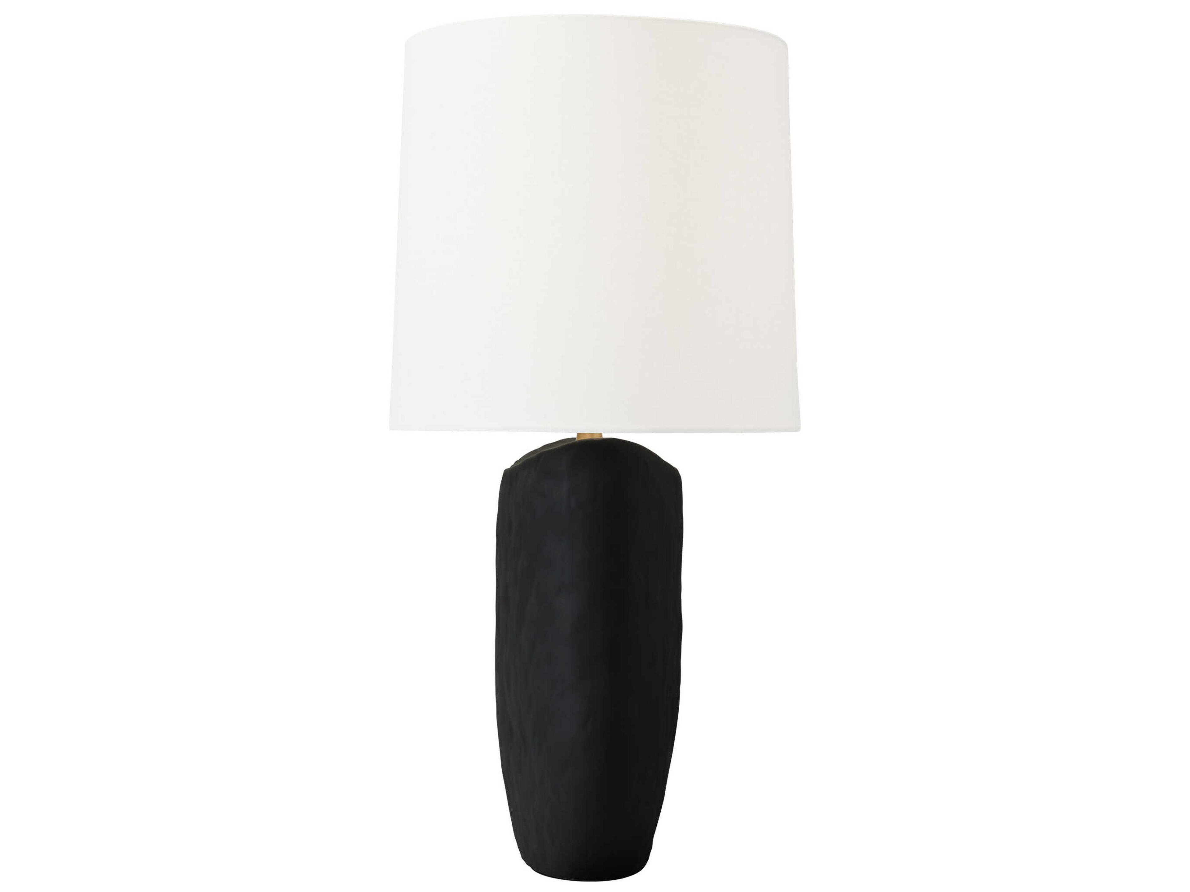 Visual Comfort Studio Cenotes Rough Black Ceramic White Linen Fabric Buffet Lamp