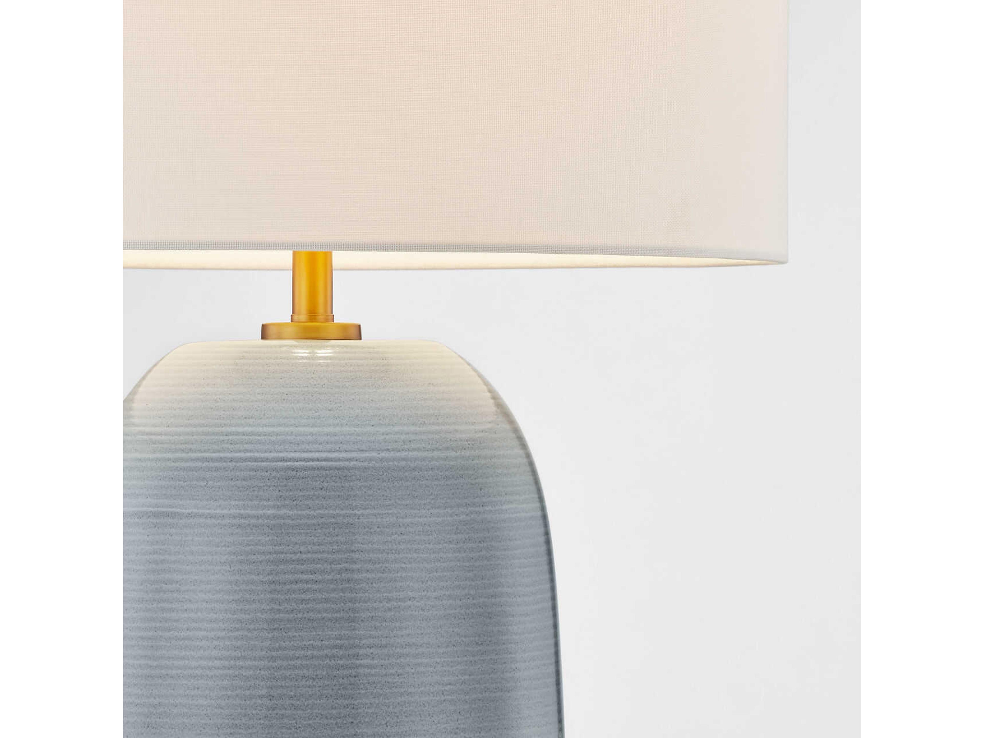 Visual Comfort Studio Fanny Frosted Anglia White Linen Fabric Gray Buffet Lamp