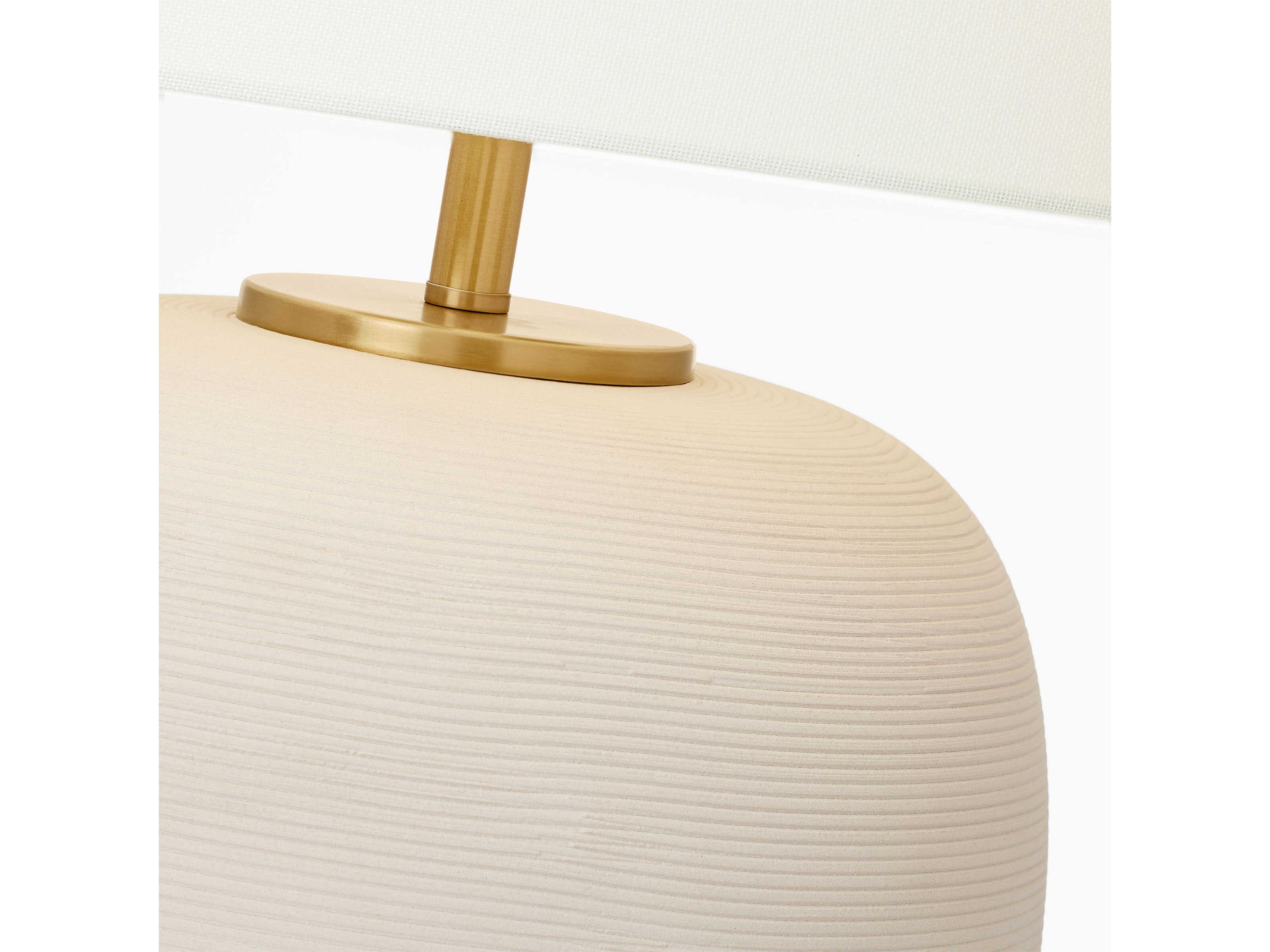 Visual Comfort Studio Fanny Matte Concrete White Linen Fabric Off Table Lamp