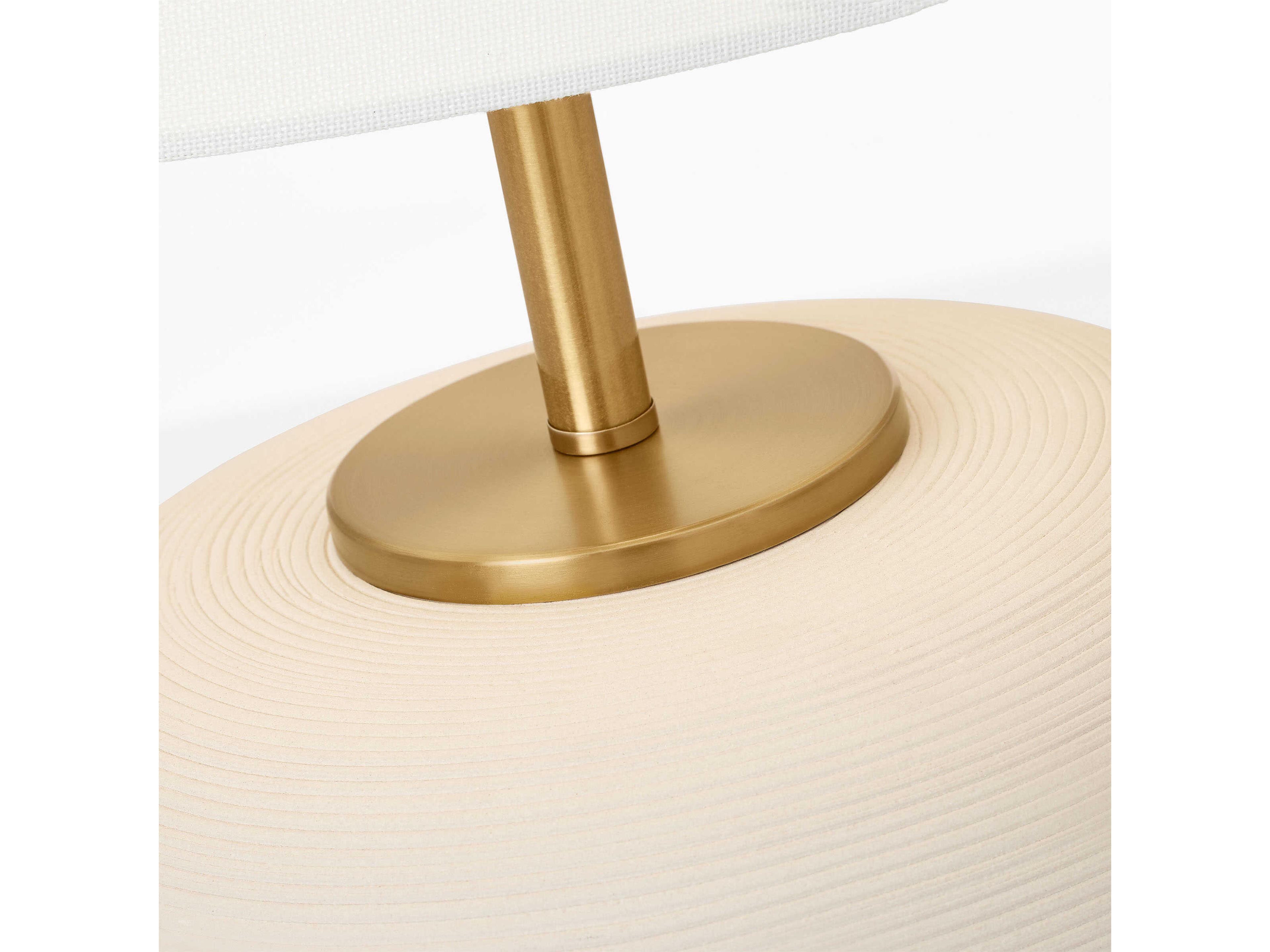 Visual Comfort Studio Fanny Matte Concrete White Linen Fabric Off Table Lamp