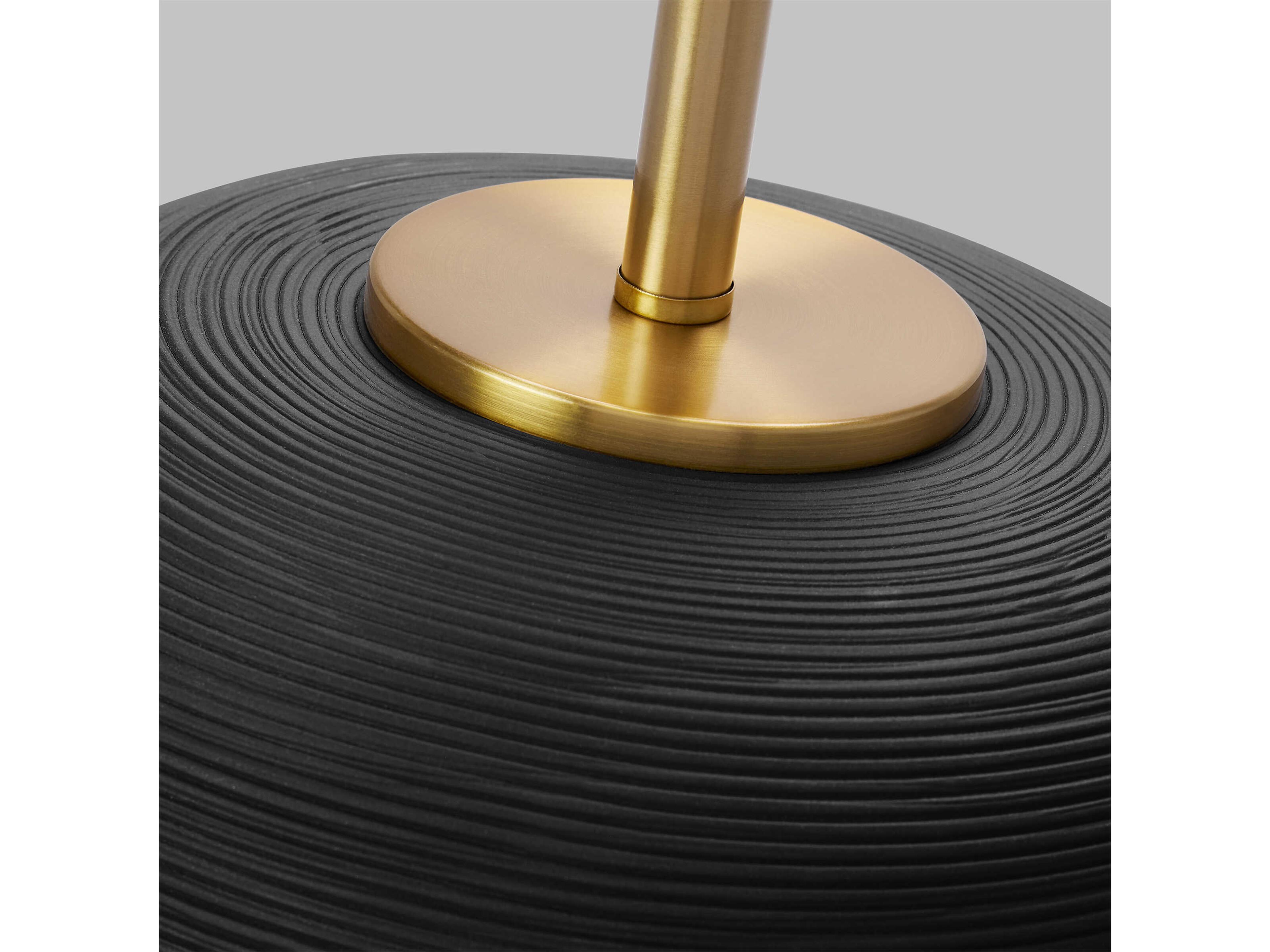 Visual Comfort Studio Fanny Rough Black Ceramic White Linen Fabric Table Lamp