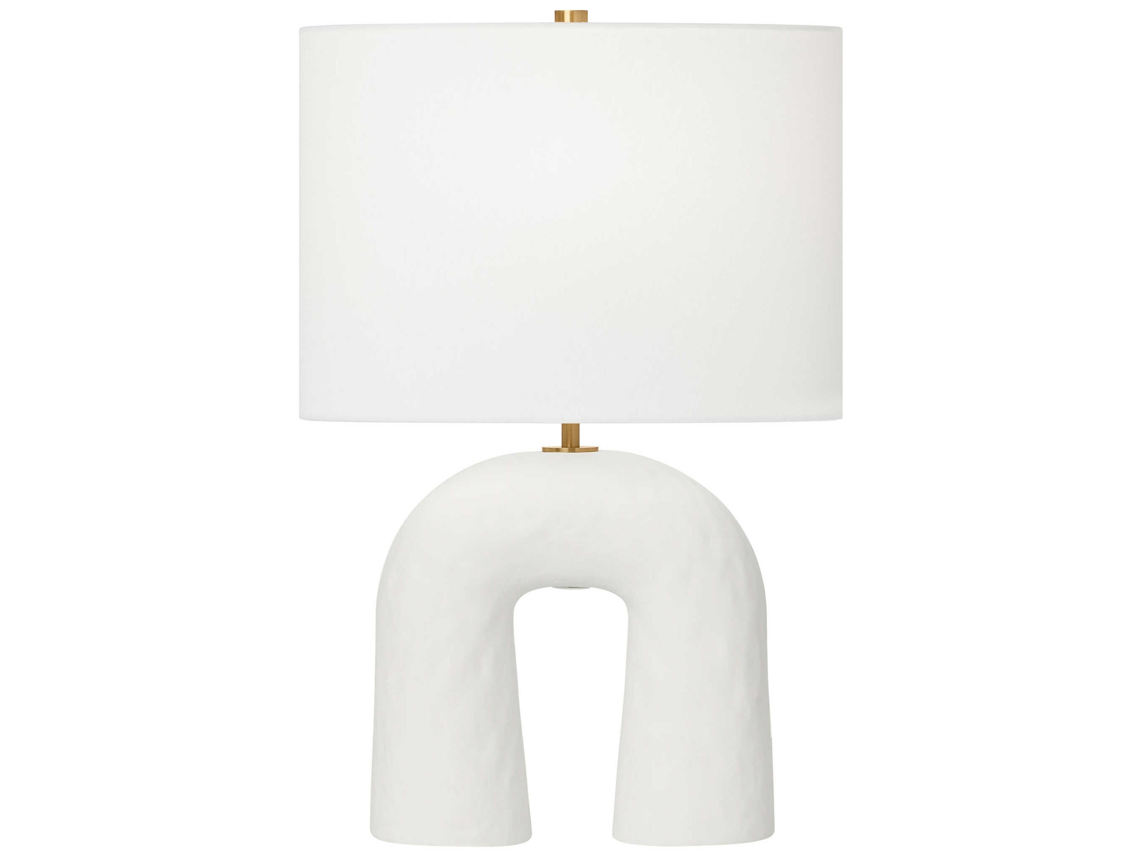 Aura Small Table Lamp Matte White Ceramic White Linen Shade