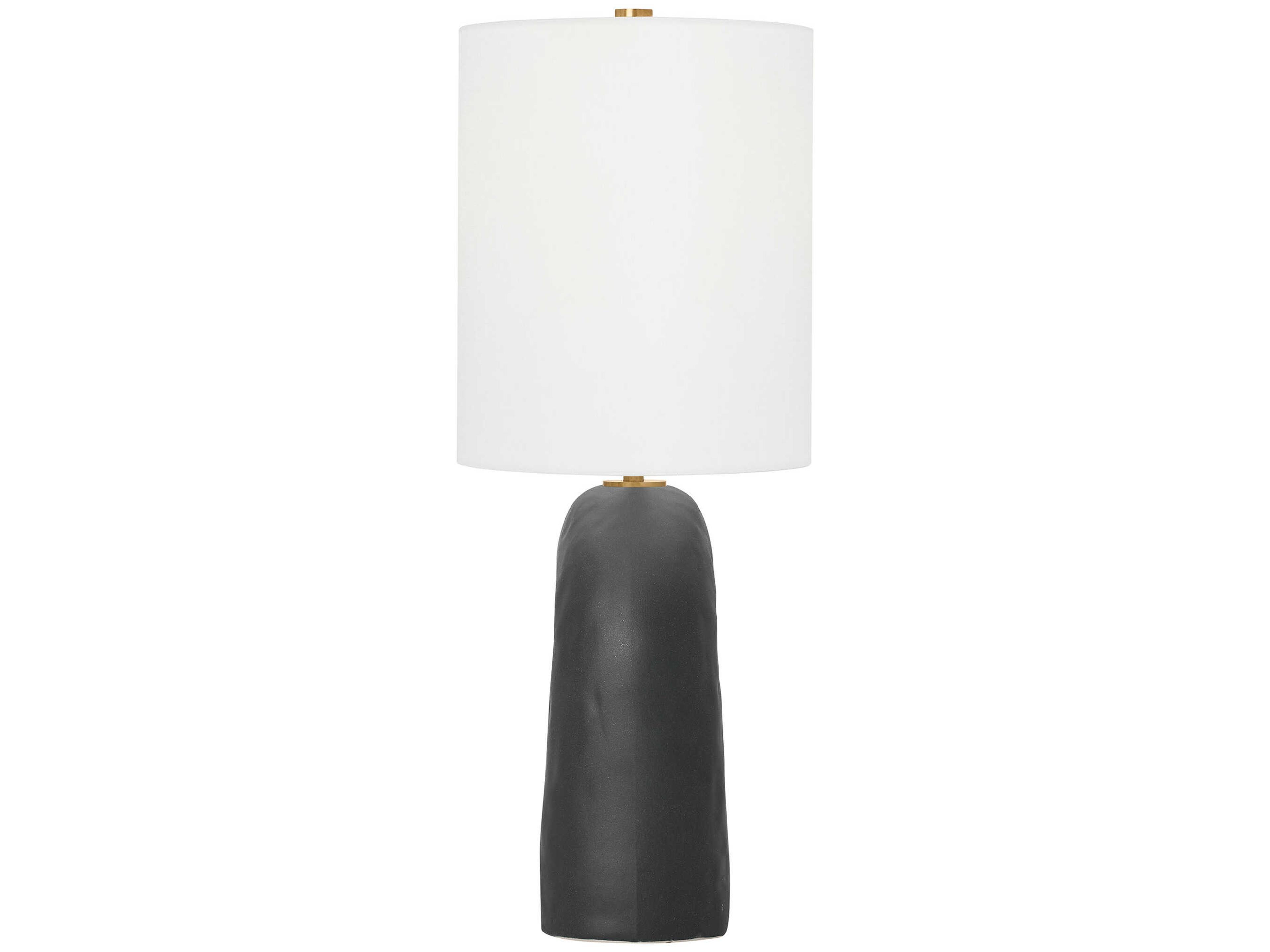 Visual Comfort Studio Aura Rough Black White Linen Table Lamp