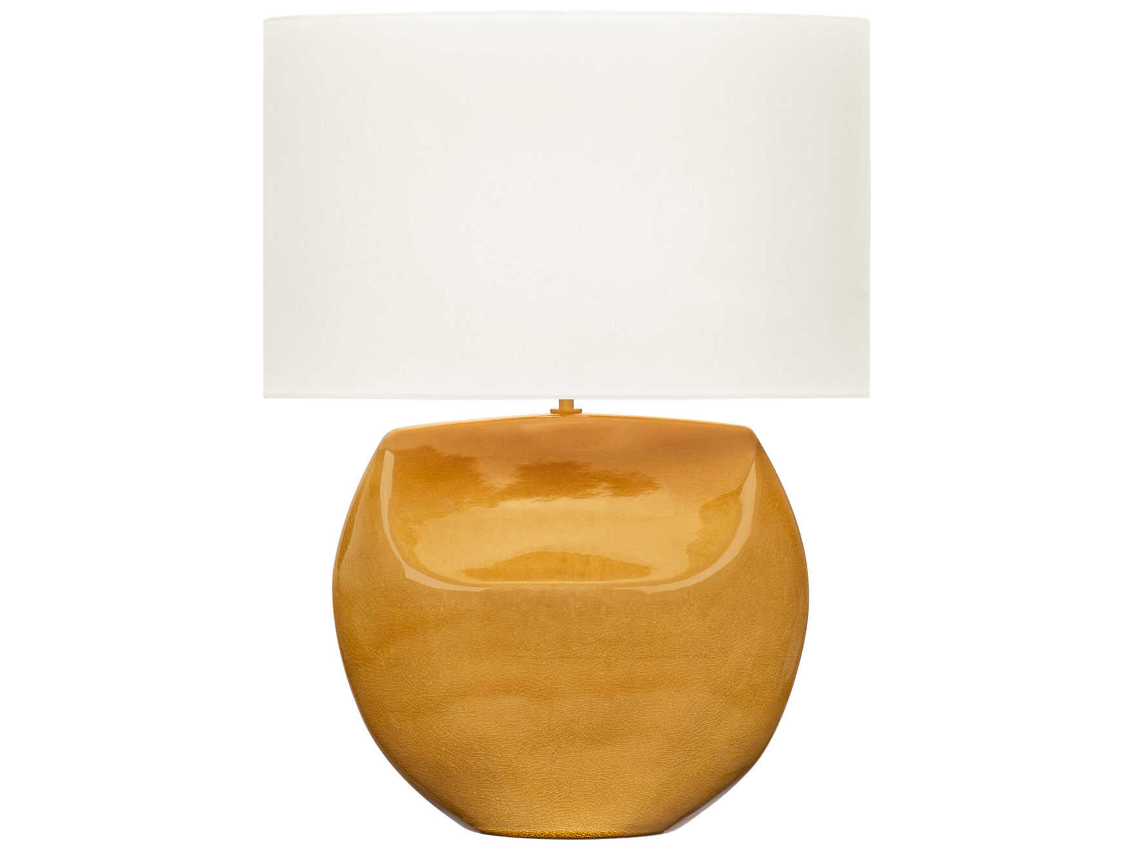 Pente Cracked Honey White Linen Fabric Yellow Buffet Lamp