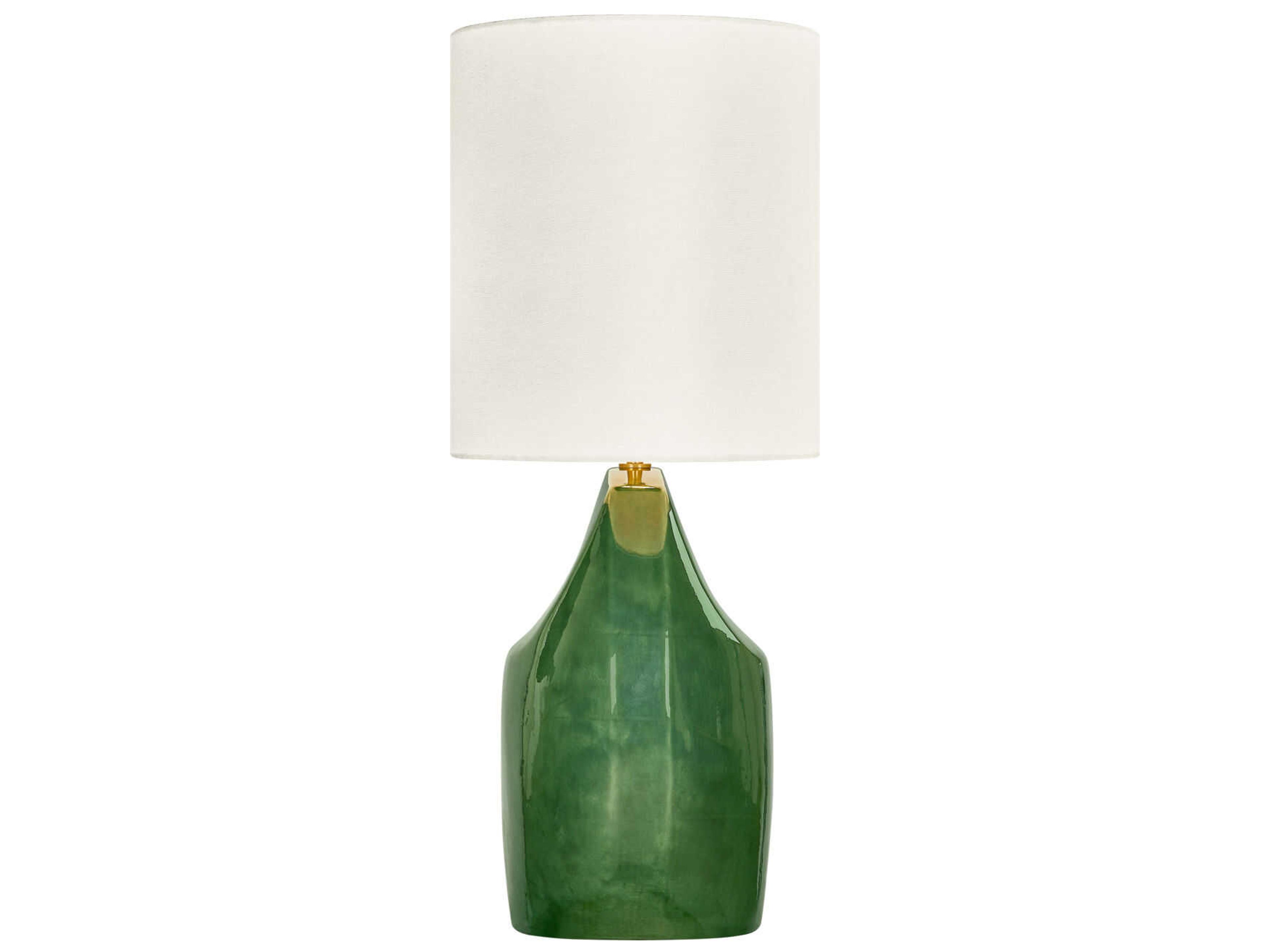 Visual Comfort Studio Pente Green White Linen Fabric Buffet Lamp