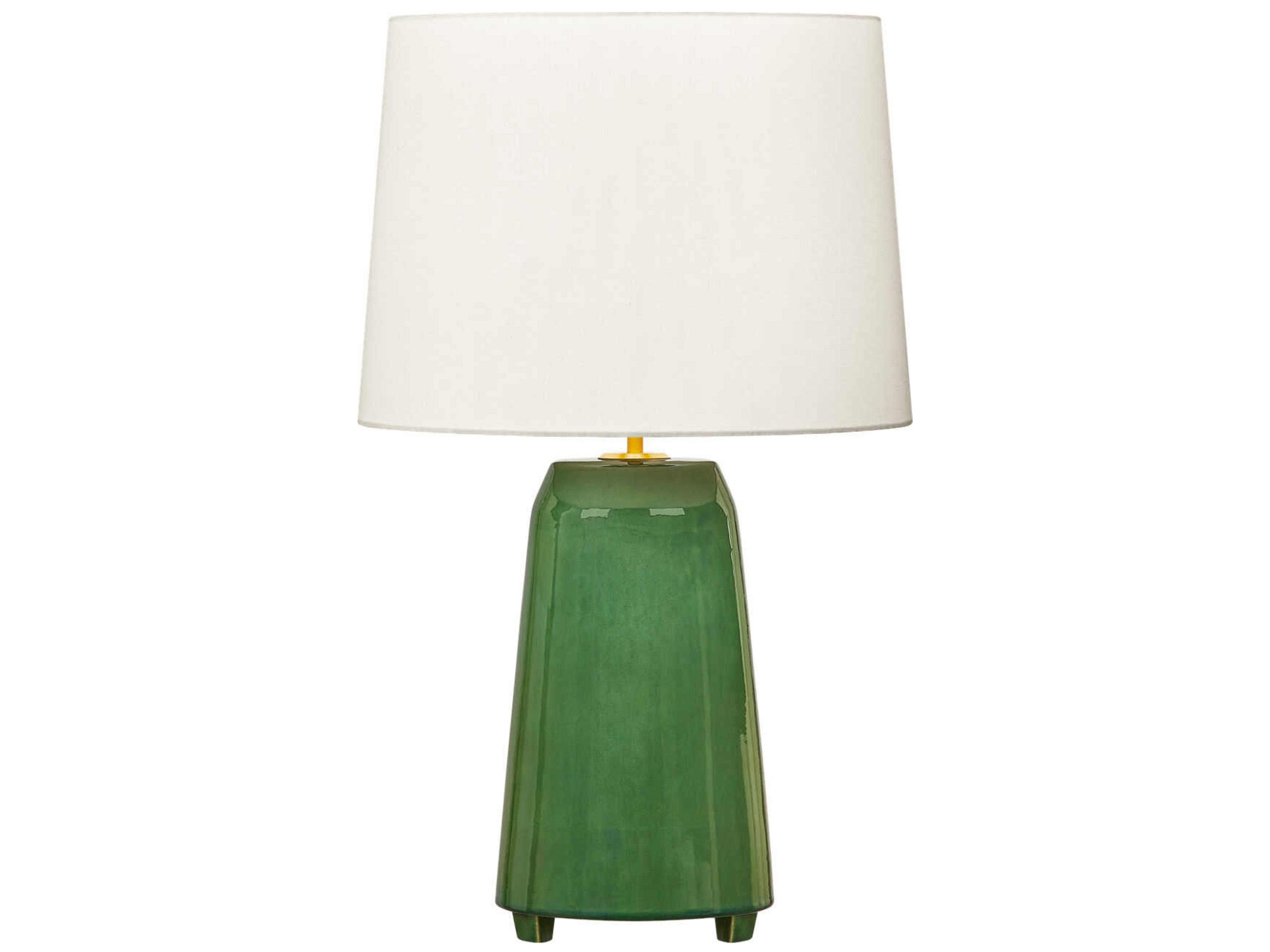 Nell Green White Linen Fabric Buffet Lamp