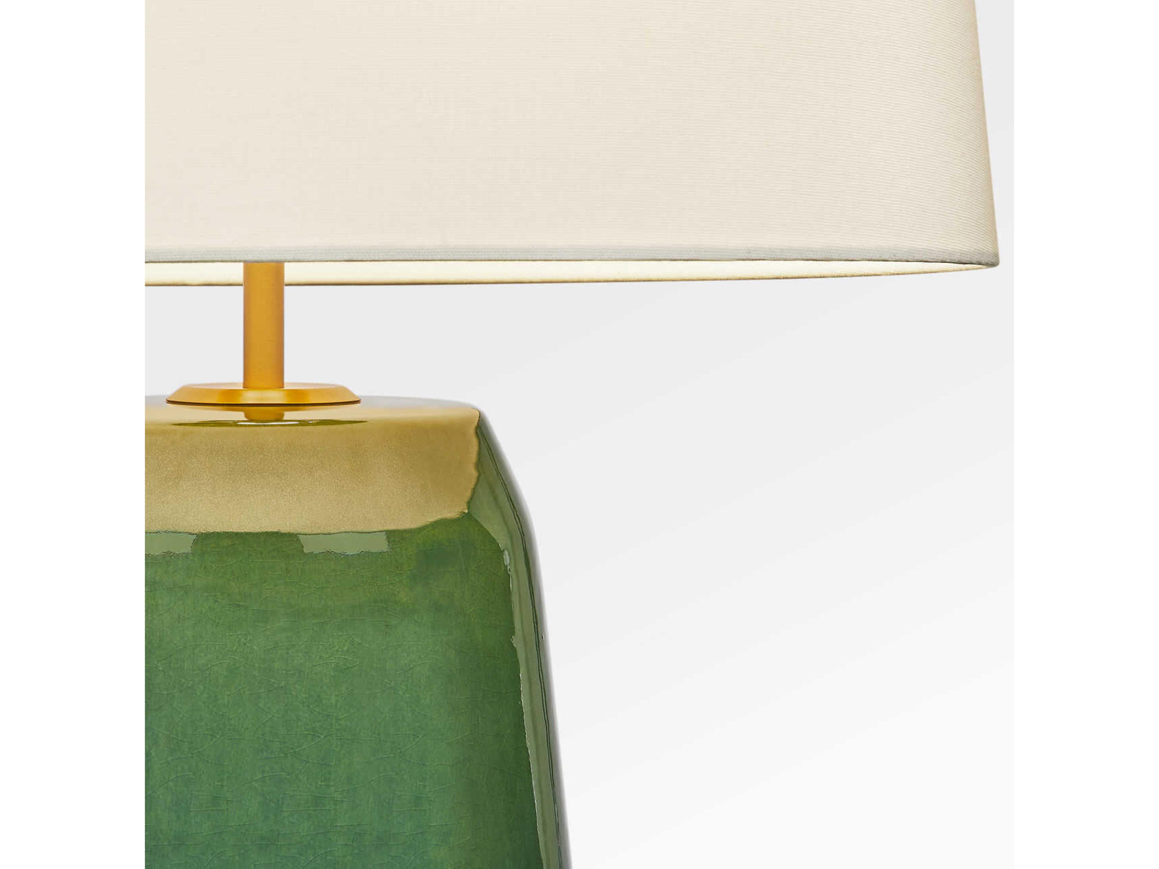 Visual Comfort Studio Nell Green White Linen Fabric Buffet Lamp