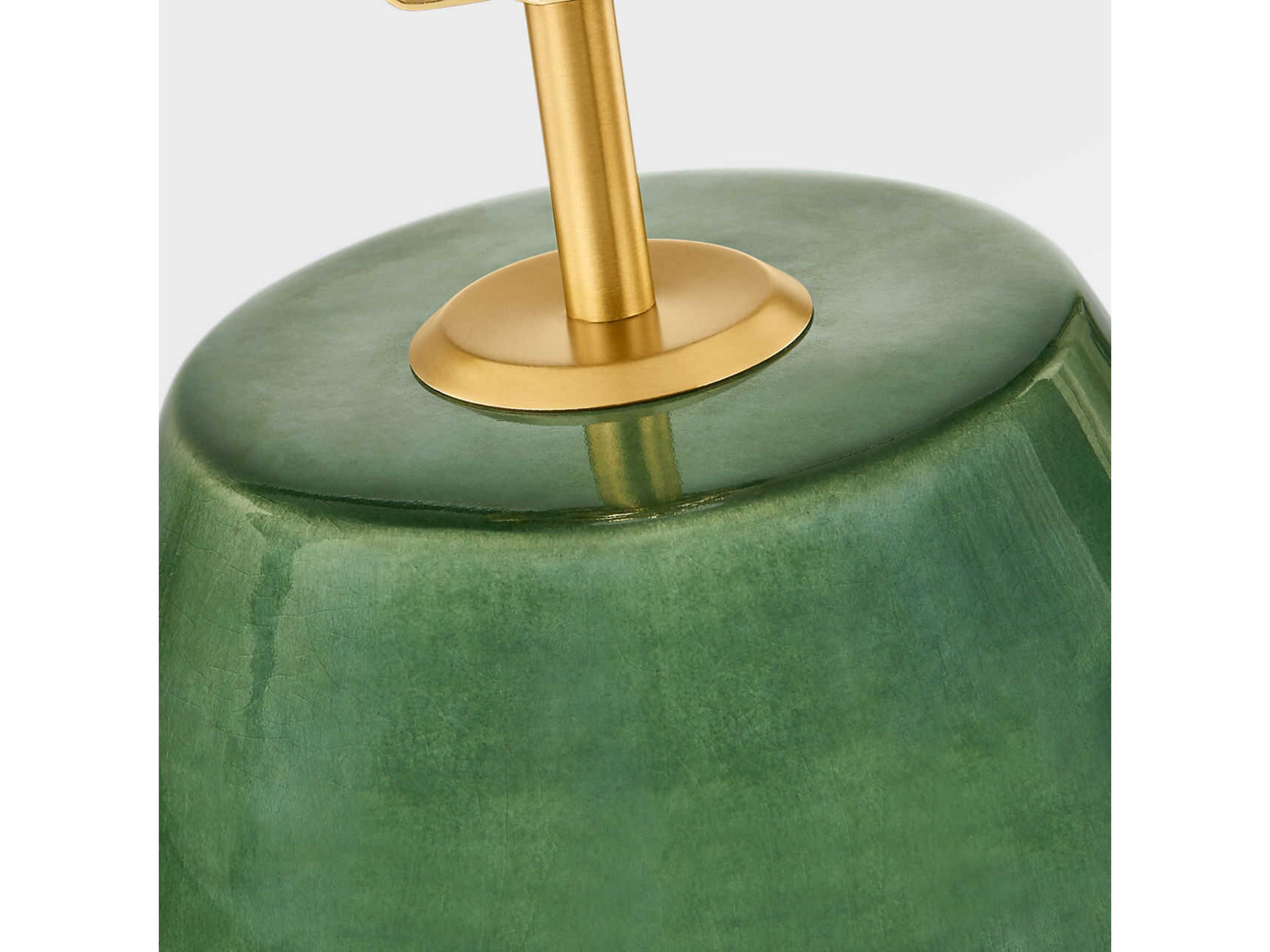 Visual Comfort Studio Nell Green White Linen Fabric Buffet Lamp