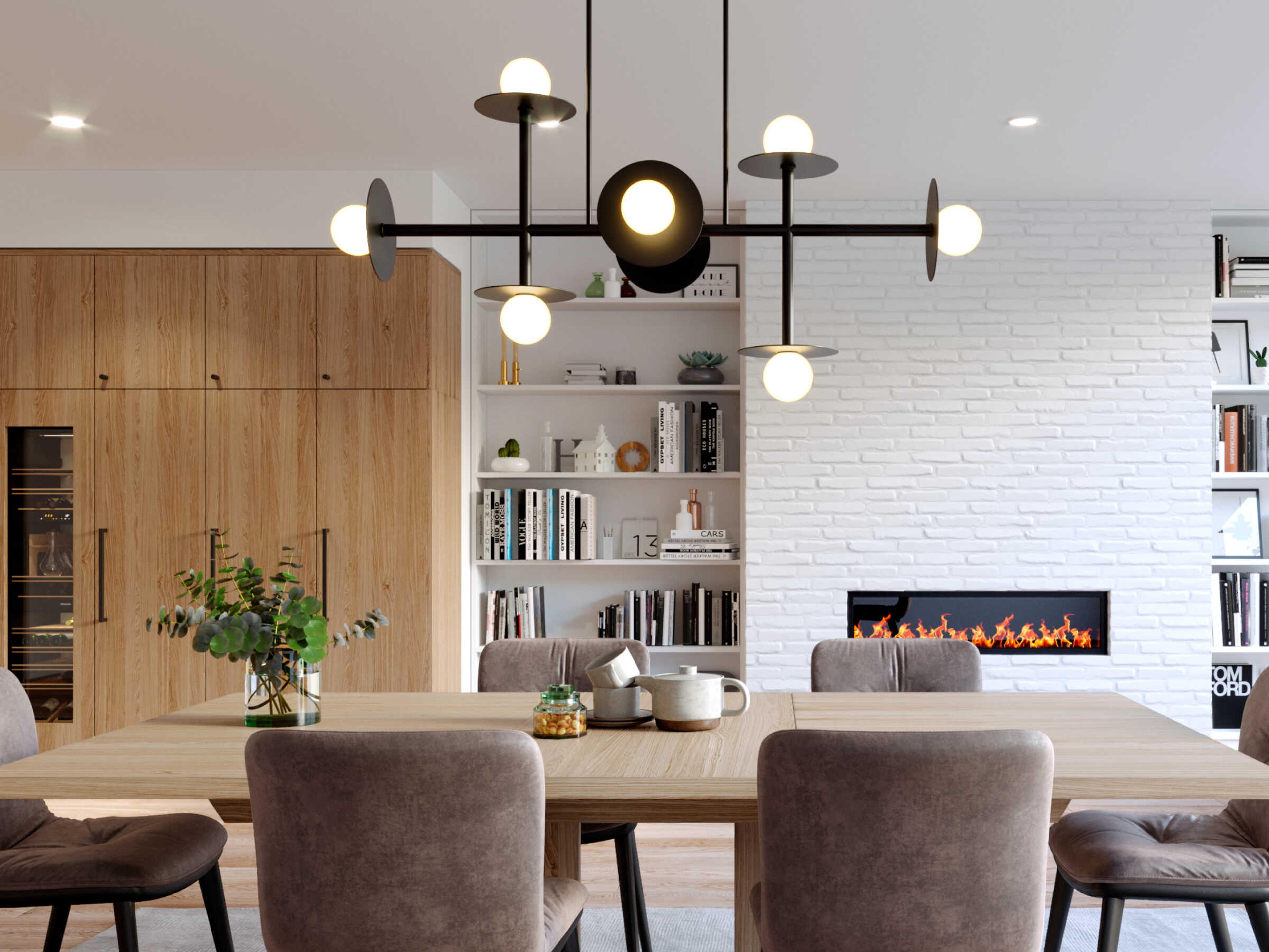 Visual Comfort Studio Nodes 8-Light Midnight Black Globe Linear Island Pendant