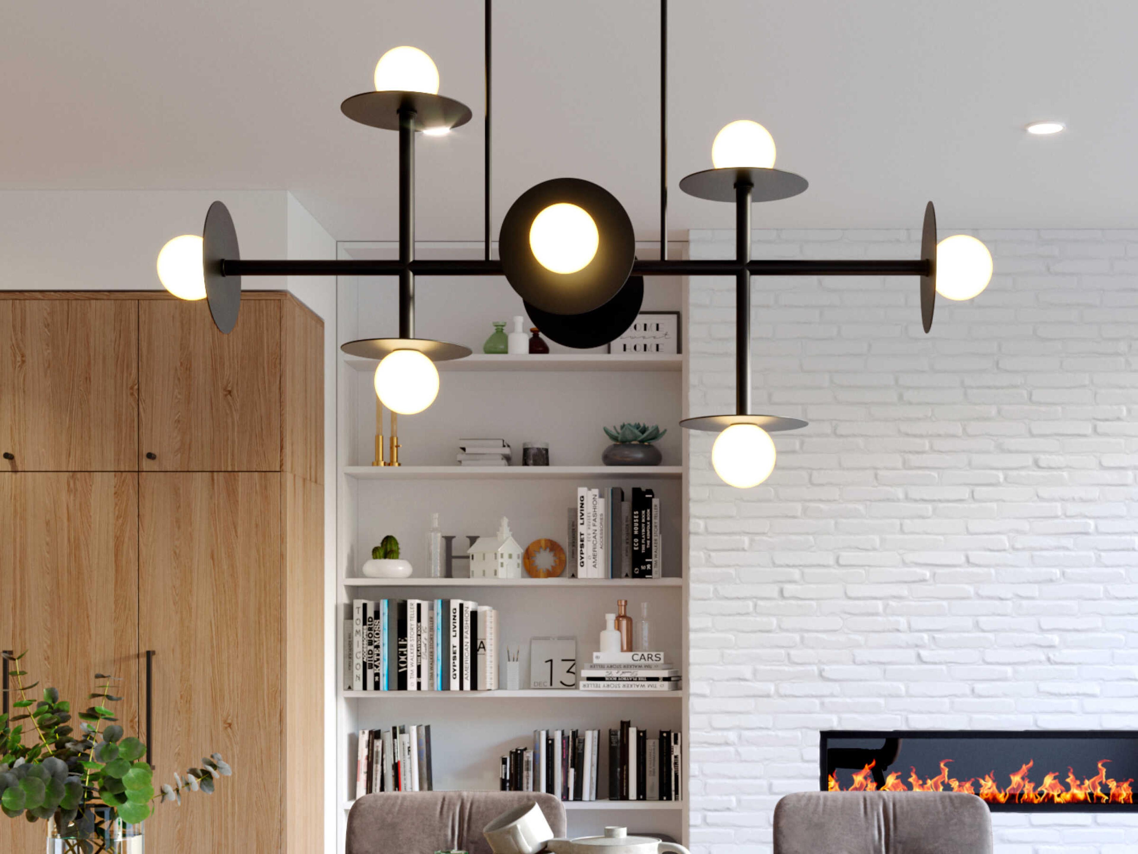 Visual Comfort Studio Nodes 8-Light Midnight Black Globe Linear Island Pendant