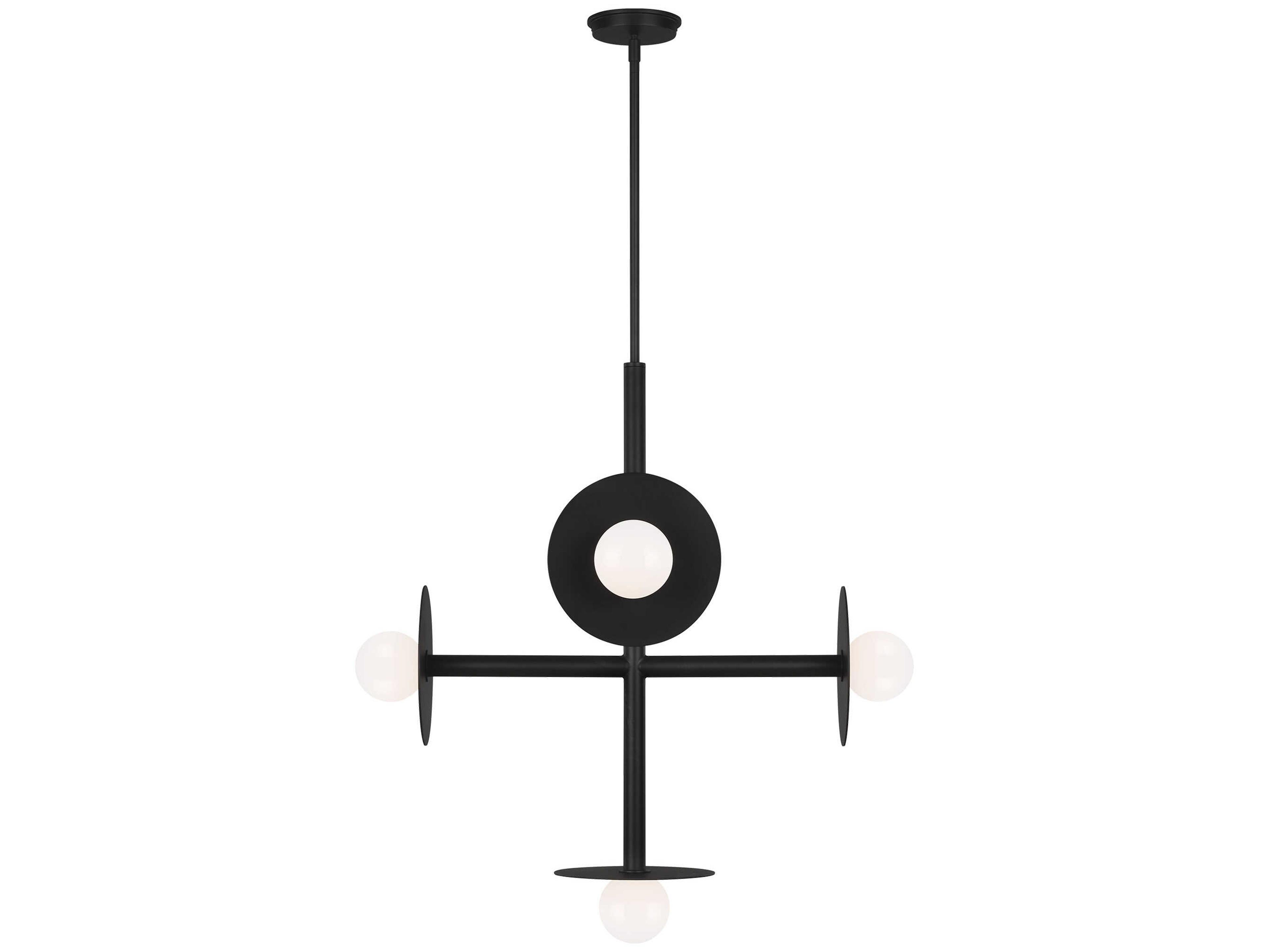 Visual Comfort Studio Nodes 5-Light Midnight Black Globe Linear Chandelier