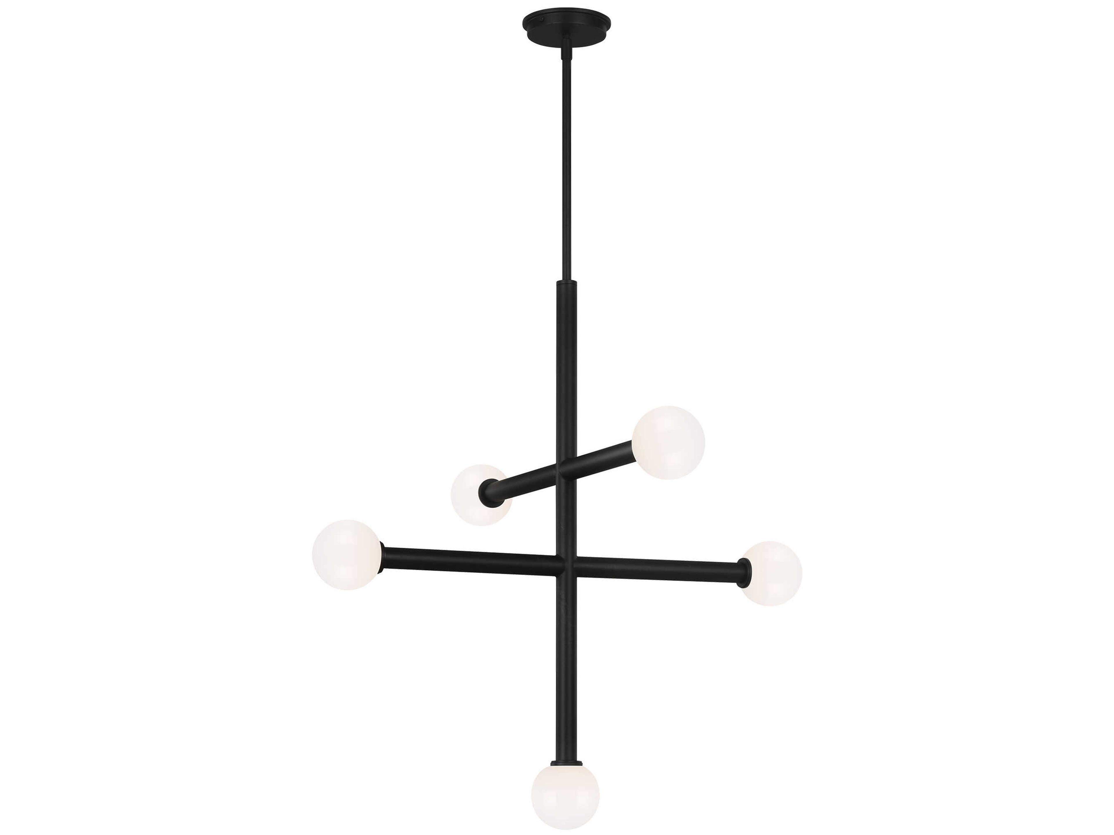 Visual Comfort Studio Nodes 5-Light Midnight Black Globe Linear Chandelier