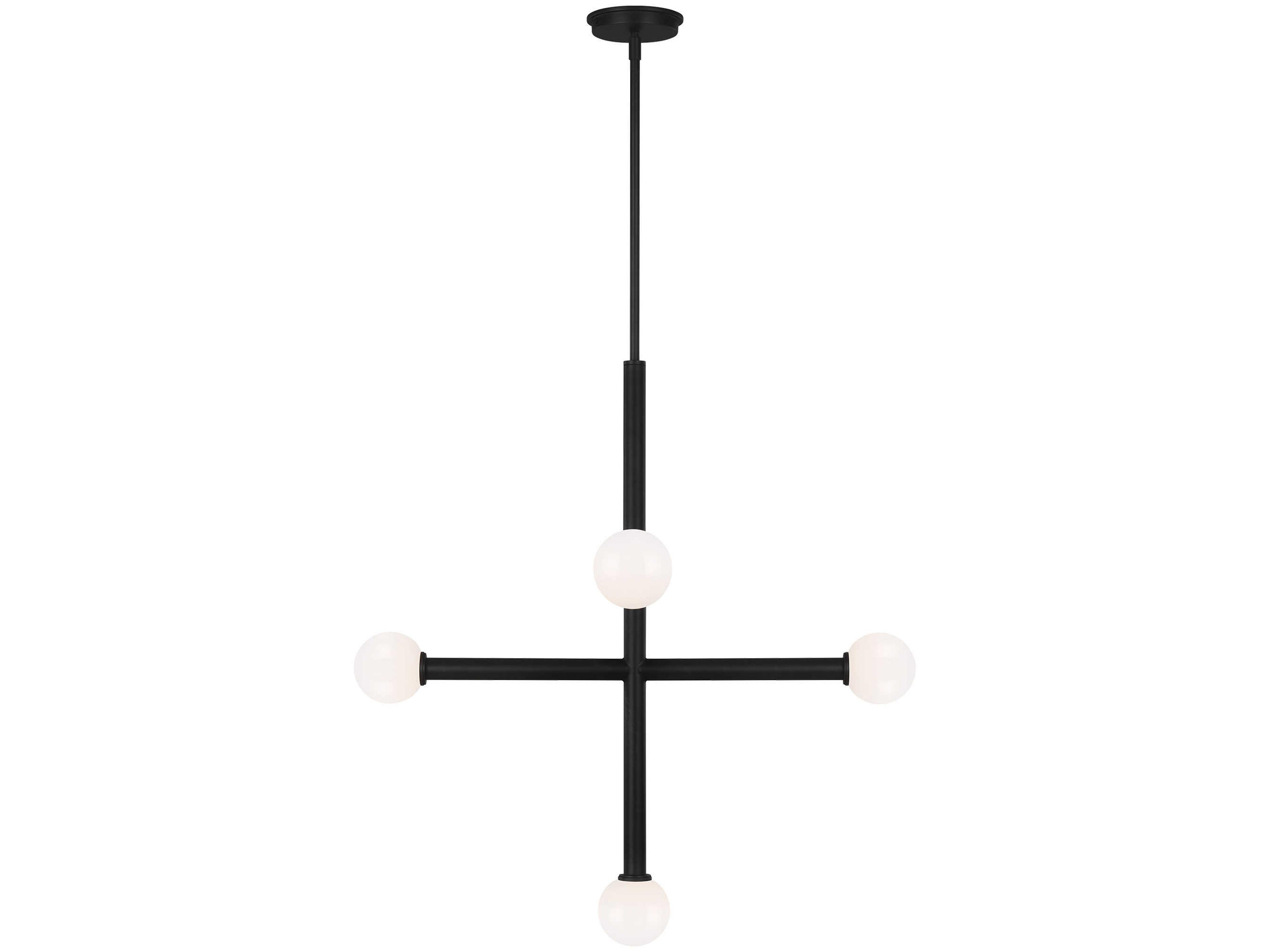 Visual Comfort Studio Nodes 5-Light Midnight Black Globe Linear Chandelier