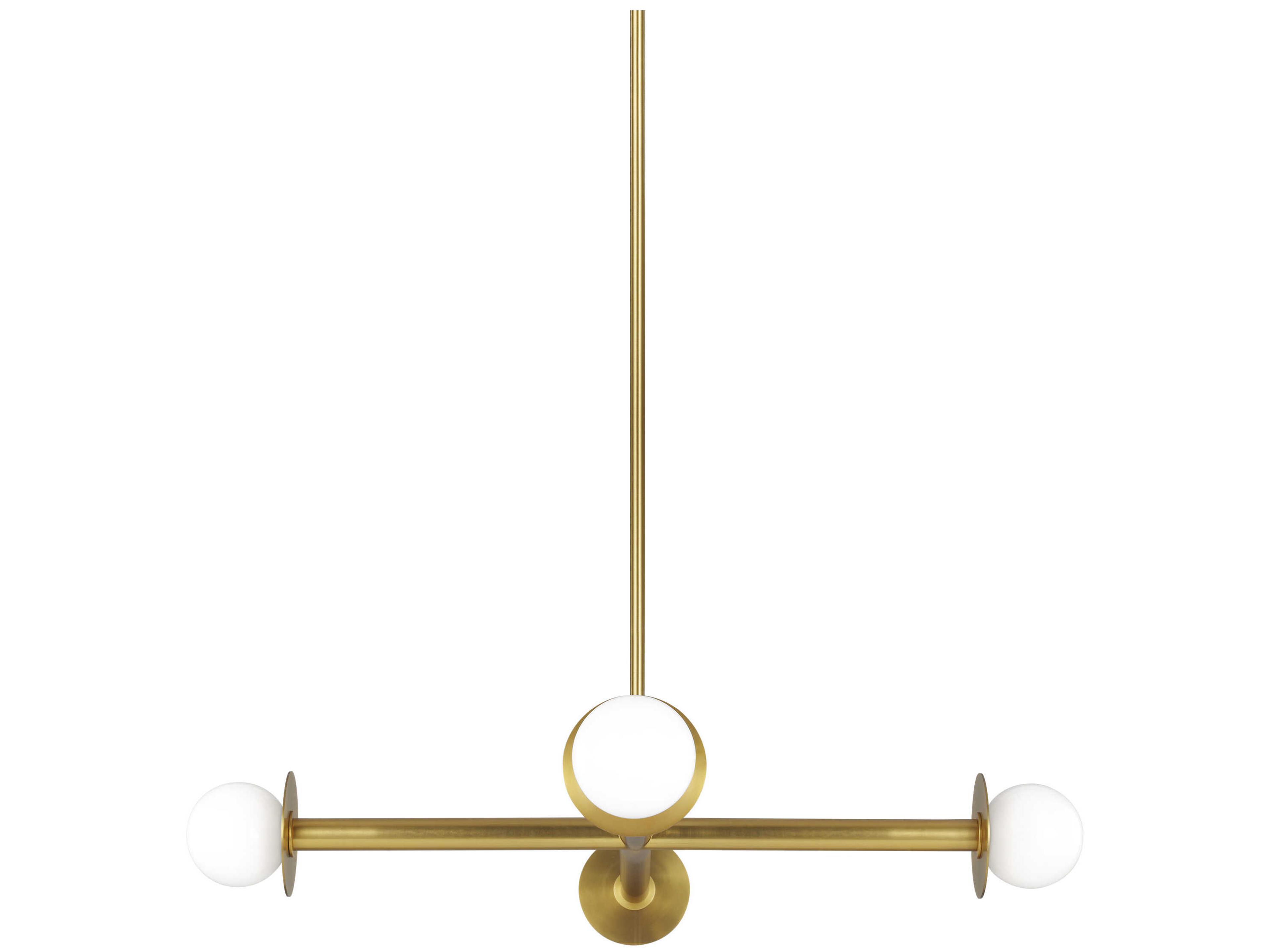 Visual Comfort Studio Nodes 4-Light Burnished Brass Globe Linear Chandelier