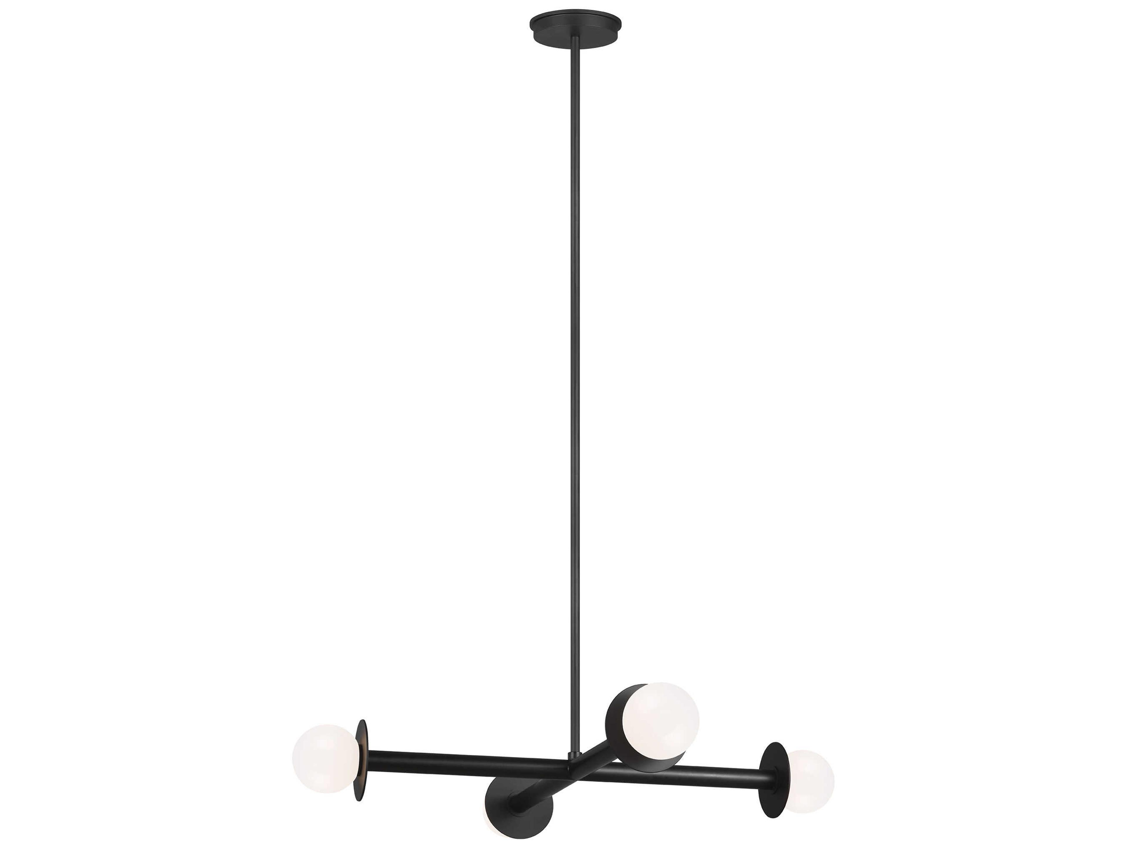 Visual Comfort Studio Nodes 4-Light Midnight Black Globe Linear Chandelier