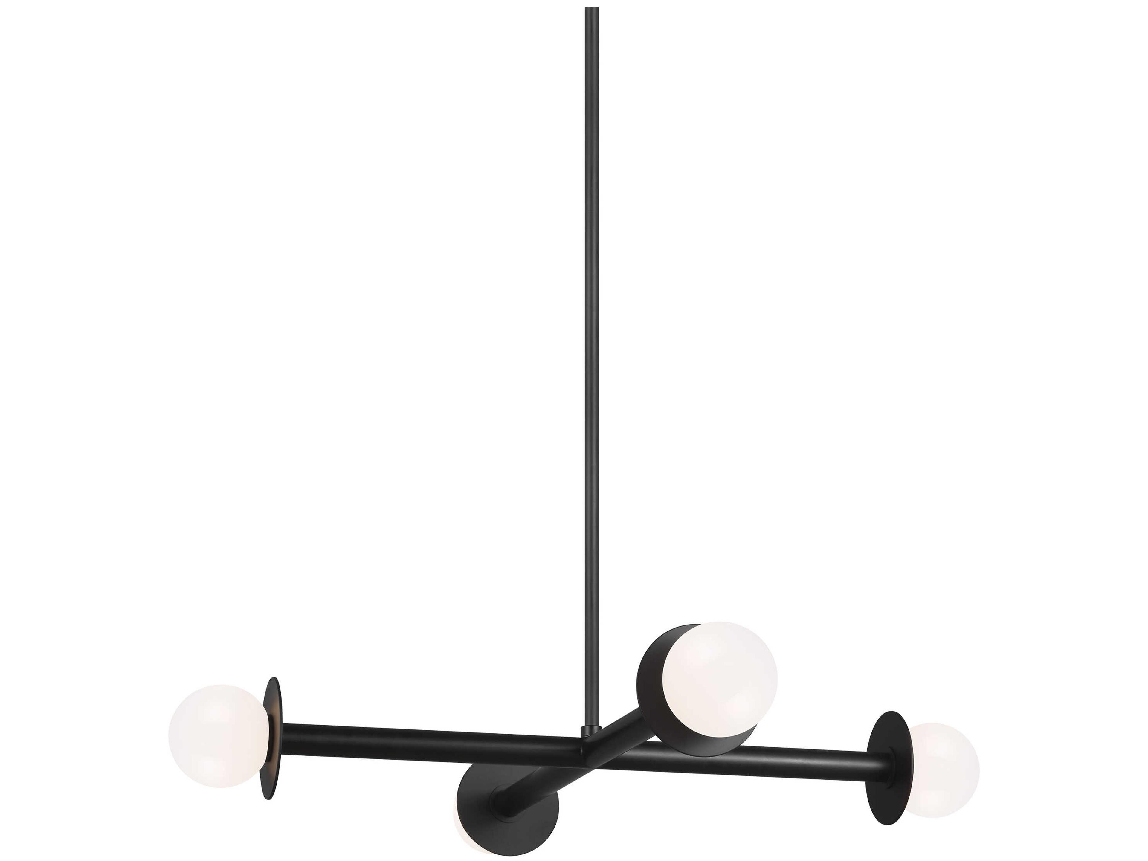 Visual Comfort Studio Nodes 4-Light Midnight Black Globe Linear Chandelier