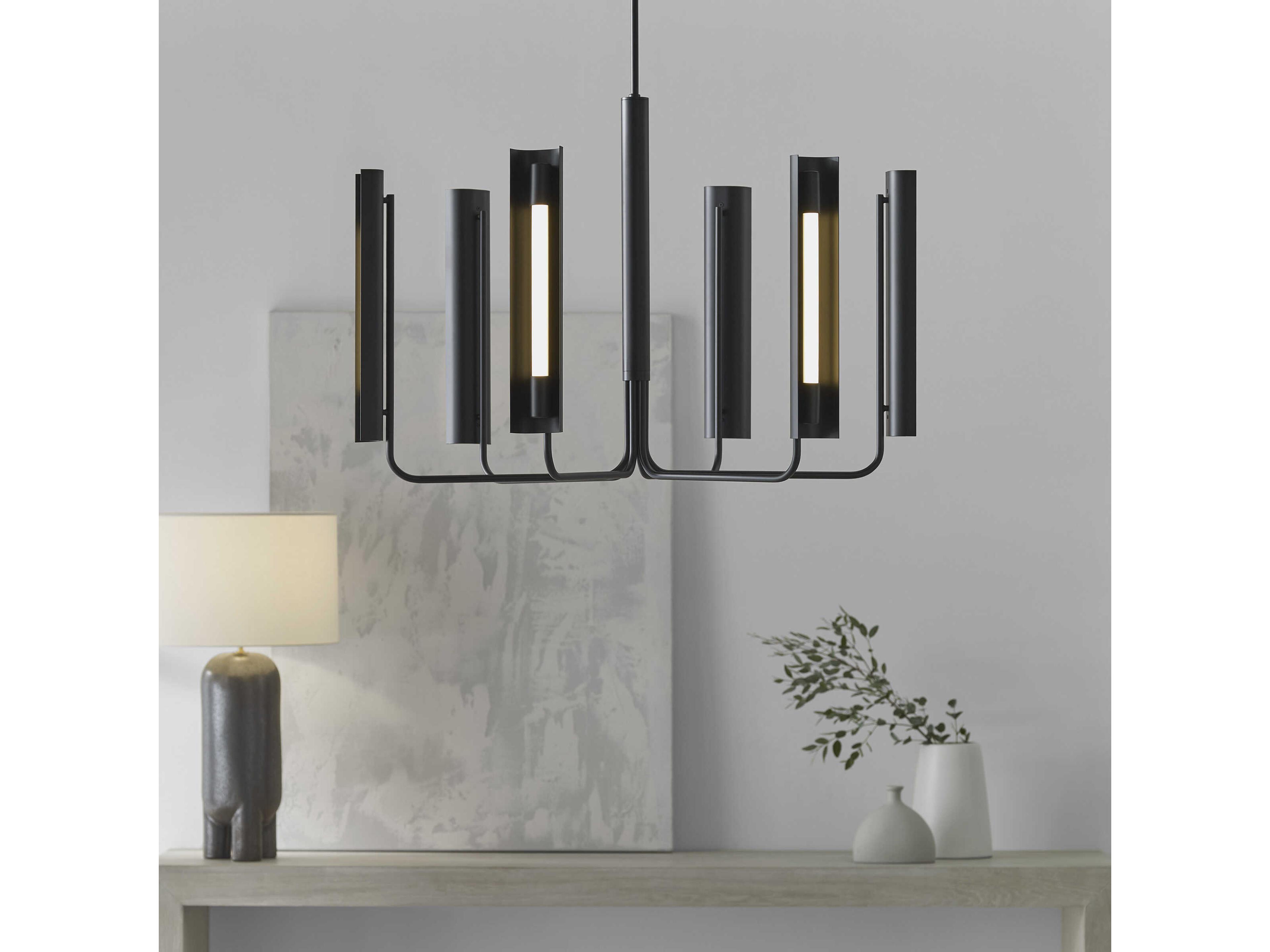 Visual Comfort Studio Carson 1-Light Midnight Black Linear Chandelier