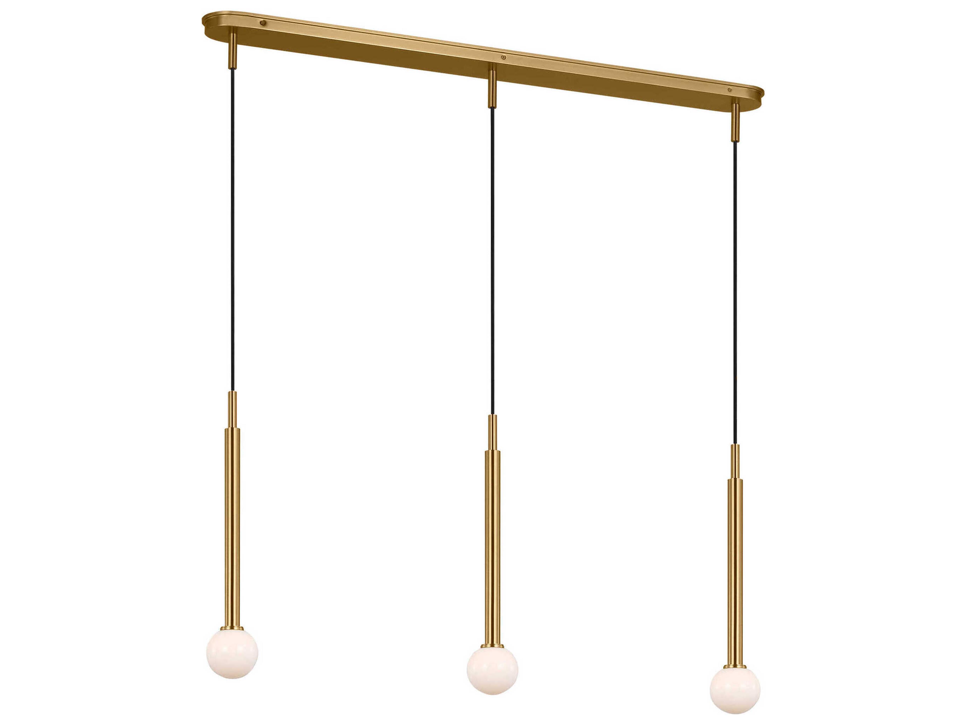 Visual Comfort Studio Nodes 3-Light Burnished Brass Linear Island Pendant