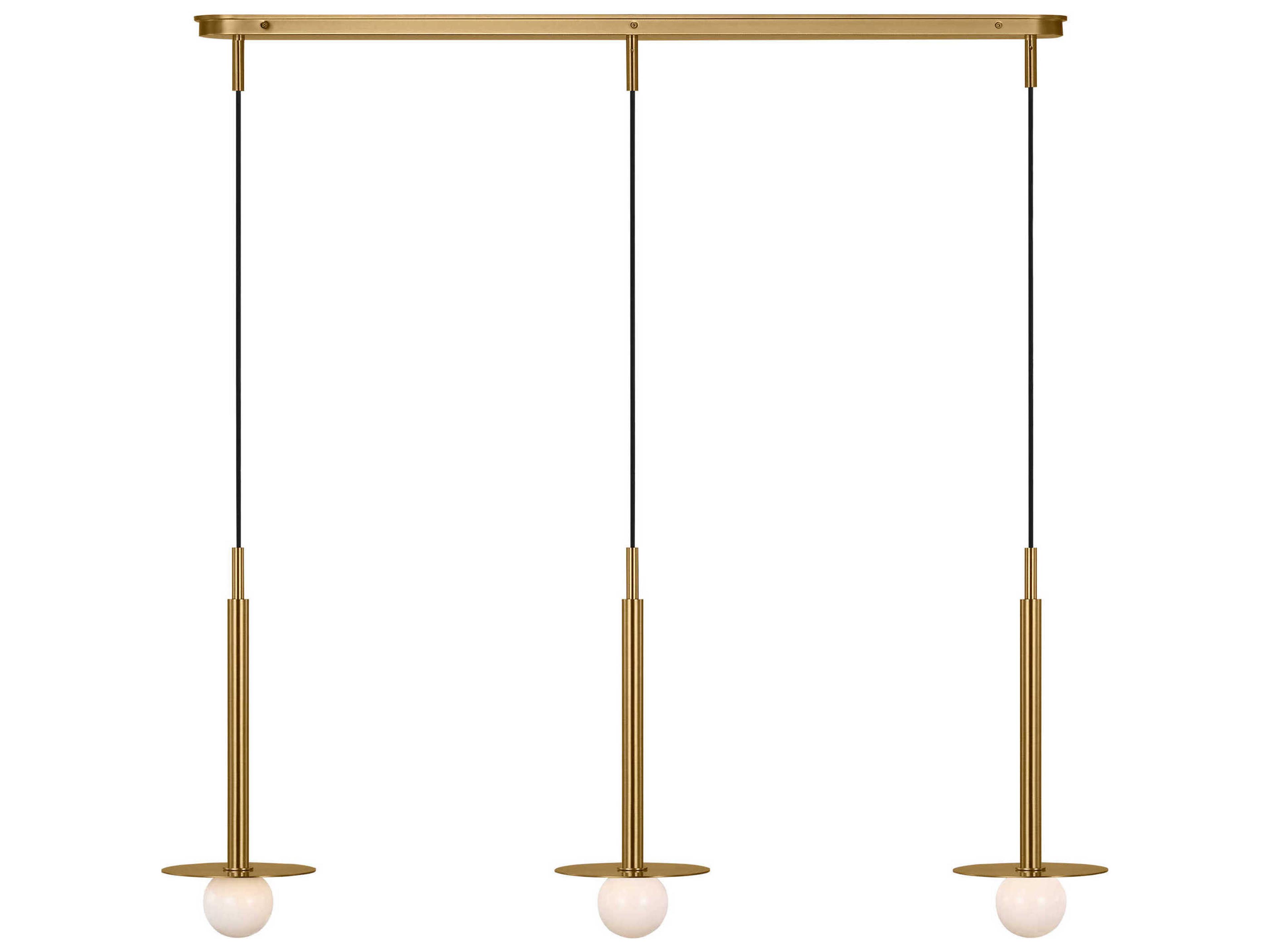 Visual Comfort Studio Nodes 3-Light Burnished Brass Linear Island Pendant