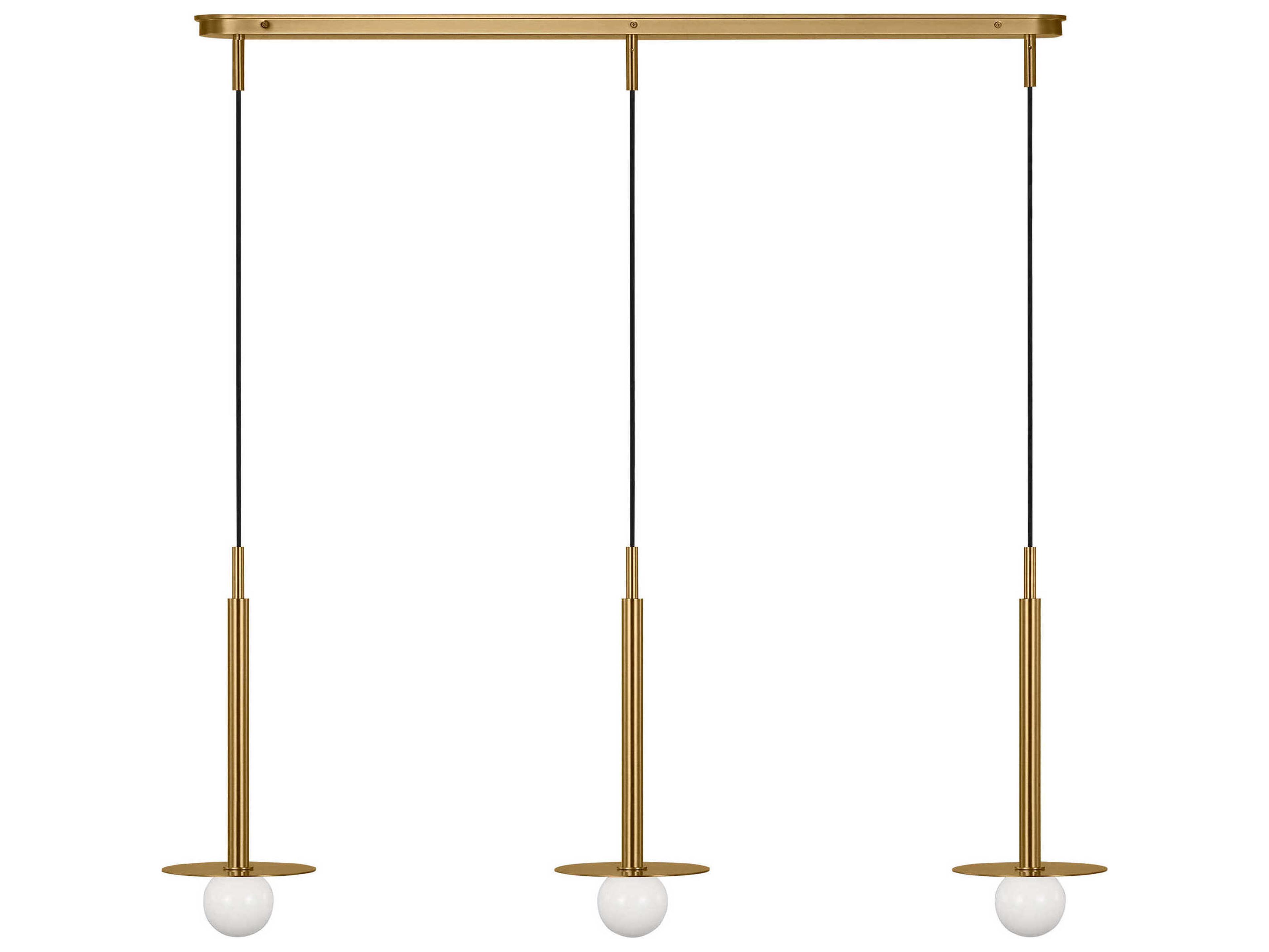 Visual Comfort Studio Nodes 3-Light Burnished Brass Linear Island Pendant