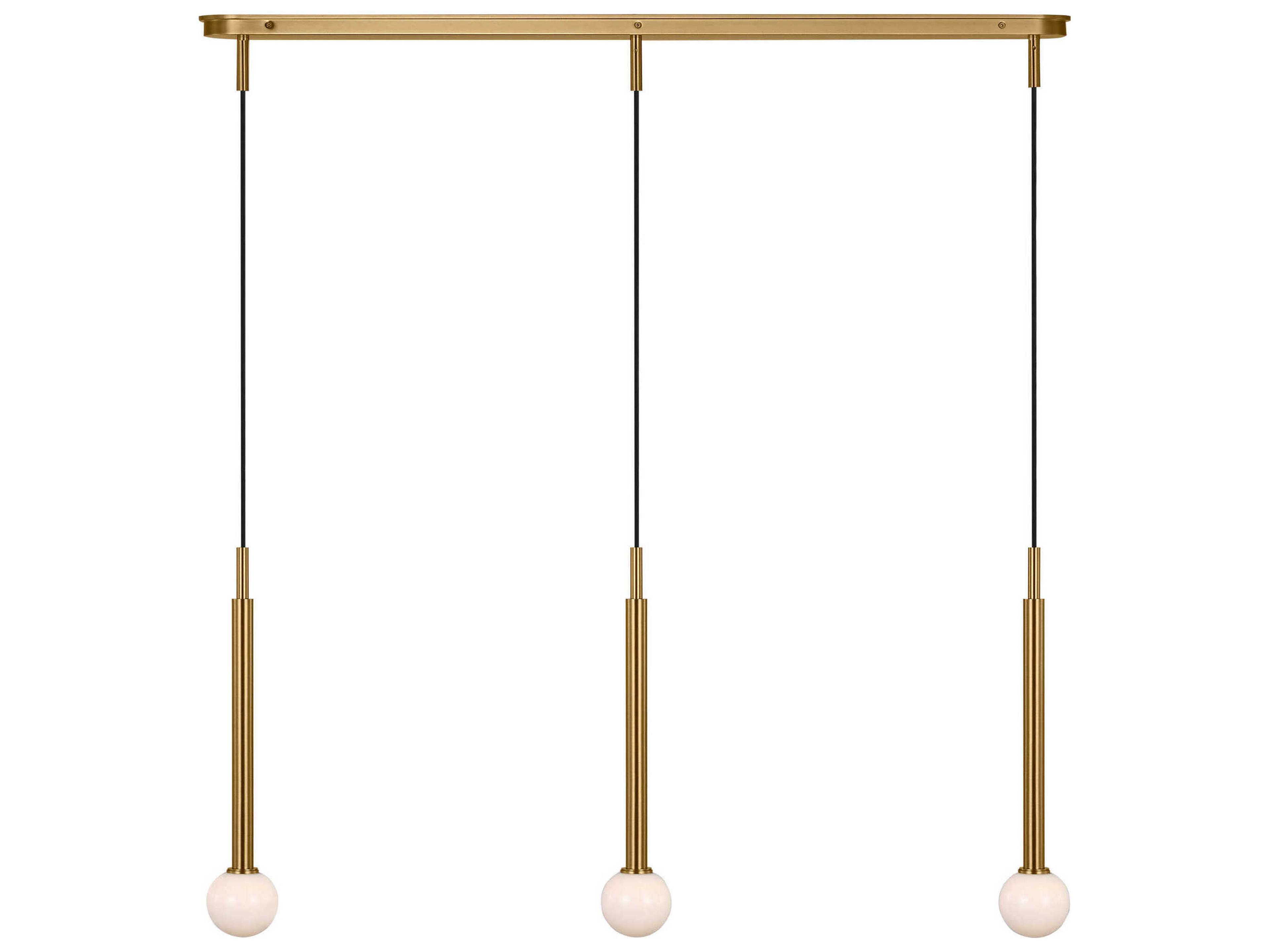 Visual Comfort Studio Nodes 3-Light Burnished Brass Linear Island Pendant