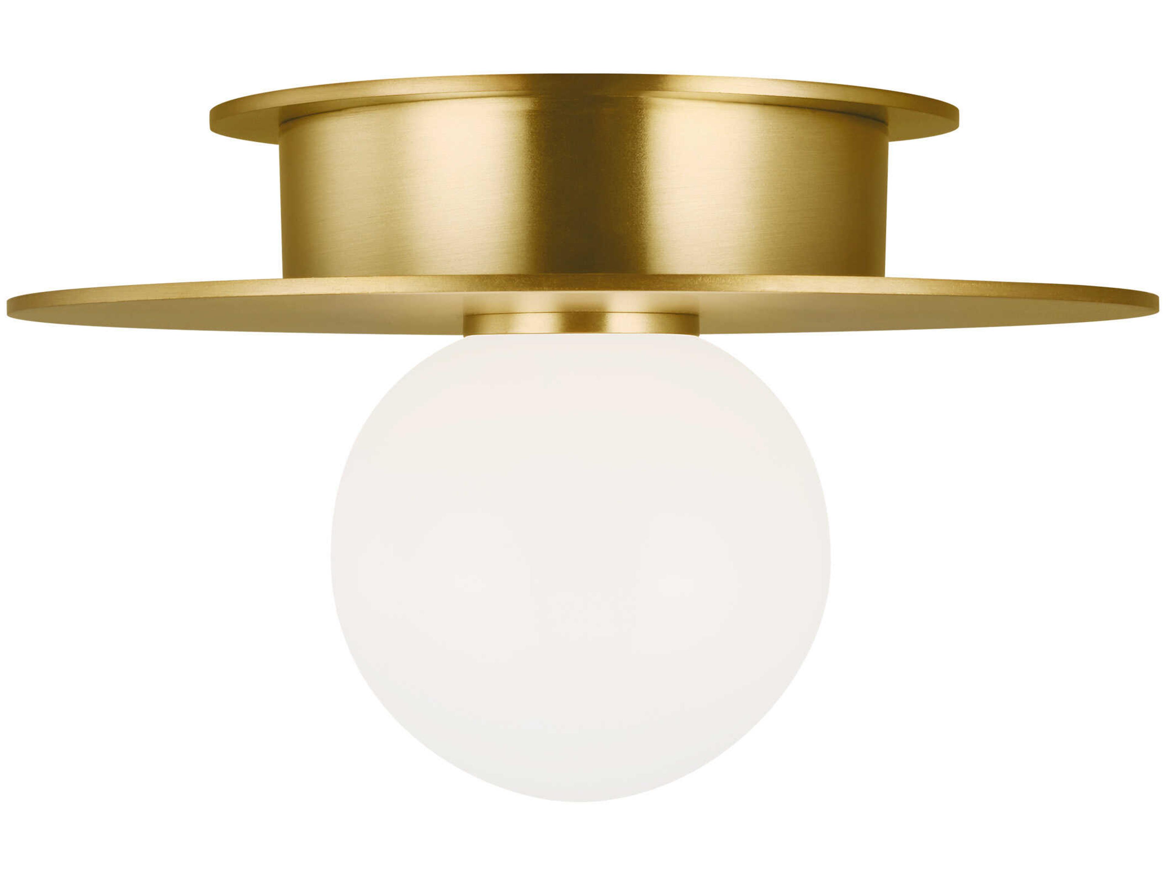 Visual Comfort Studio Nodes 1-Light Burnished Brass Globe Round Flush Mount