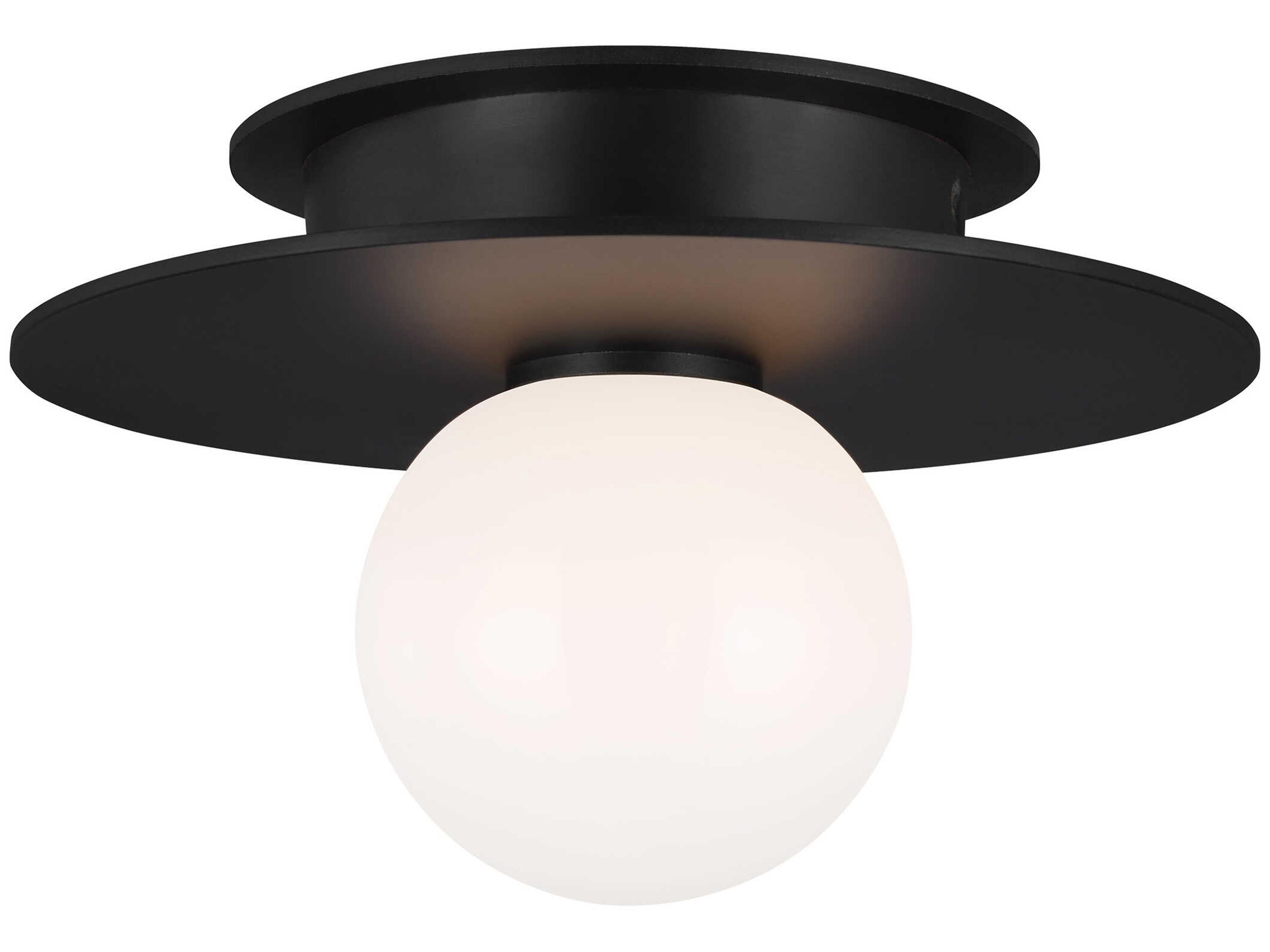 Flush Mount Ceiling Light Nodes Midnight Black Milk Glass