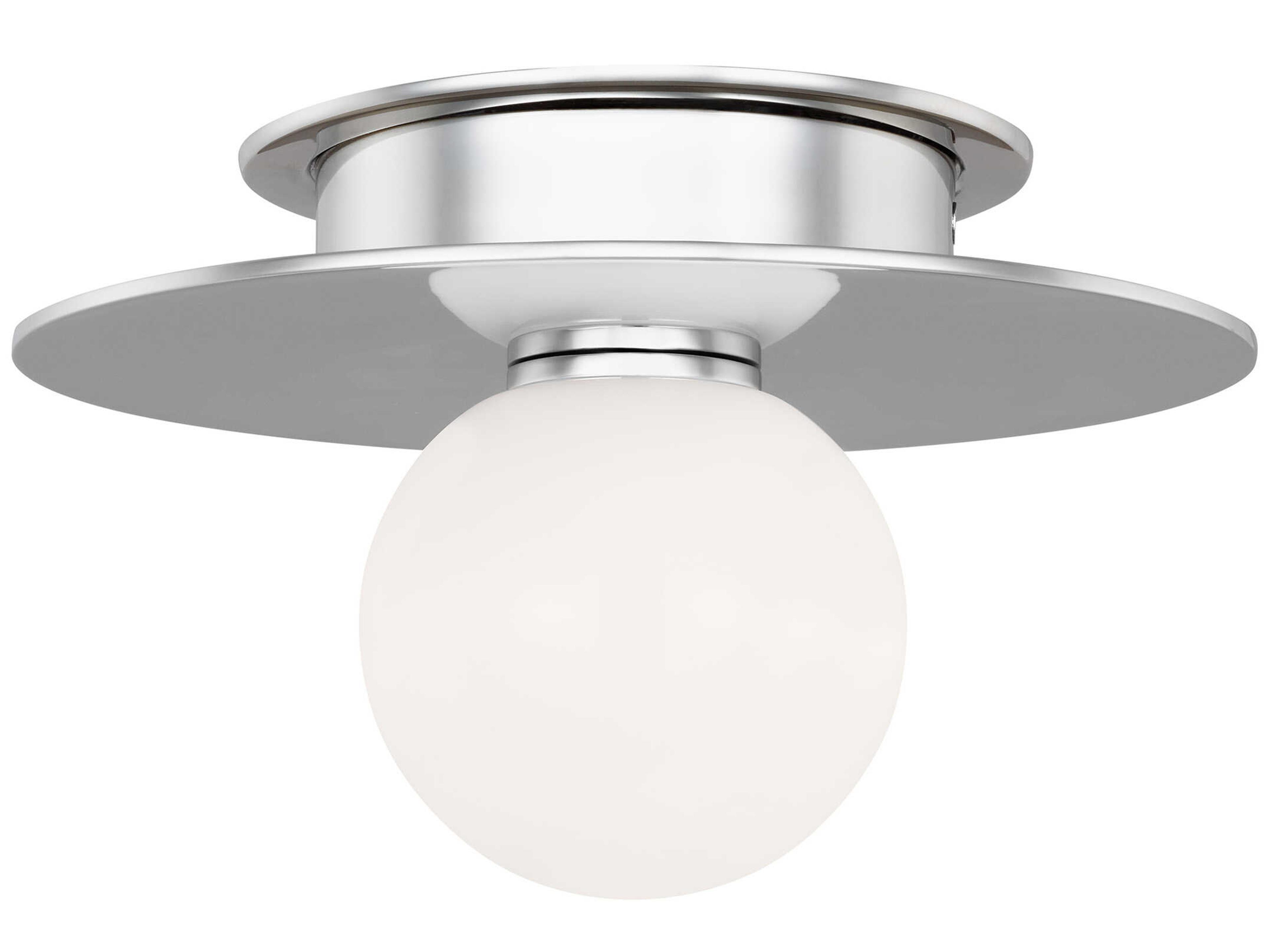 Nodes Flush Mount Ceiling Light Polished Nickel Milk Glass