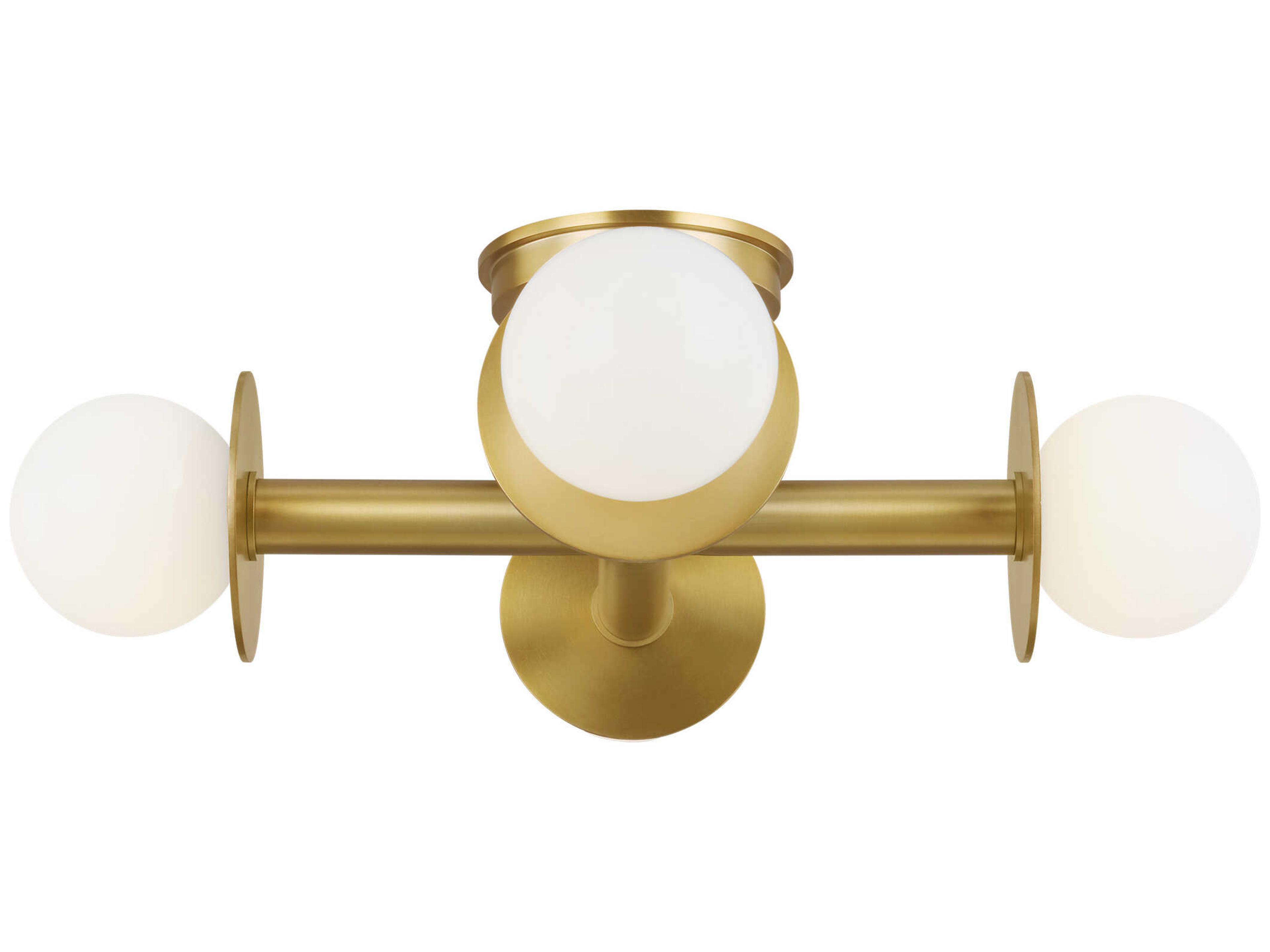Visual Comfort Studio Nodes 4-Light Burnished Brass Globe Linear Semi Flush Mount