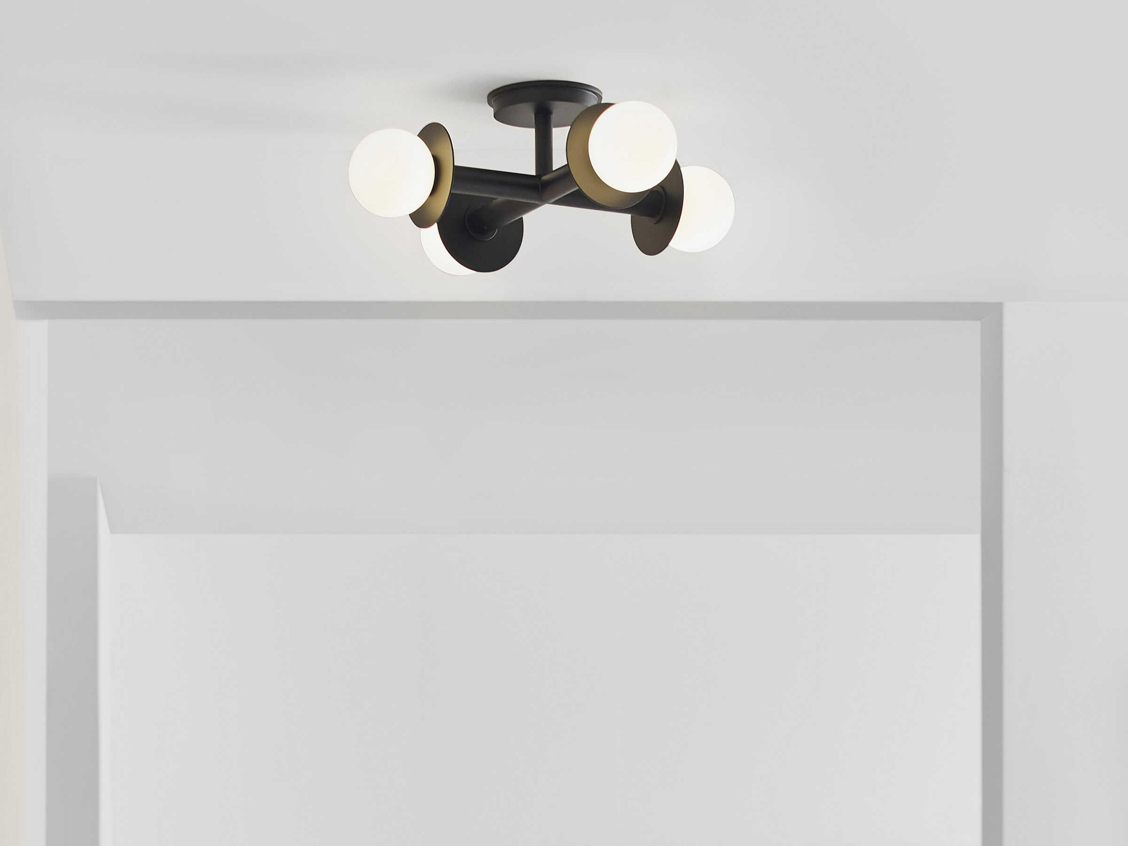 Visual Comfort Studio Nodes 4-Light Midnight Black Globe Linear Semi Flush Mount