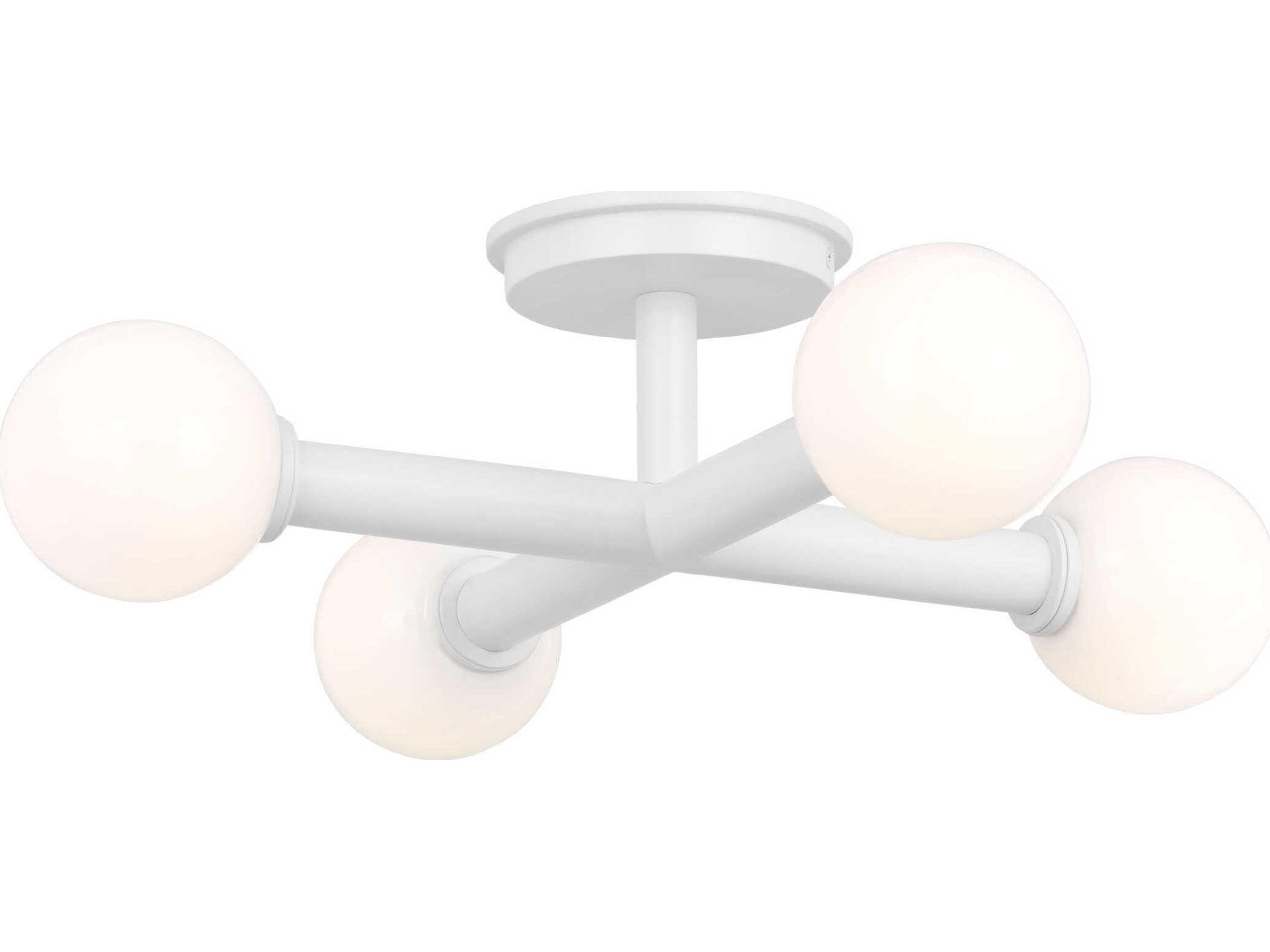 Visual Comfort Studio Nodes 4-Light Matte White Globe Semi Flush Mount