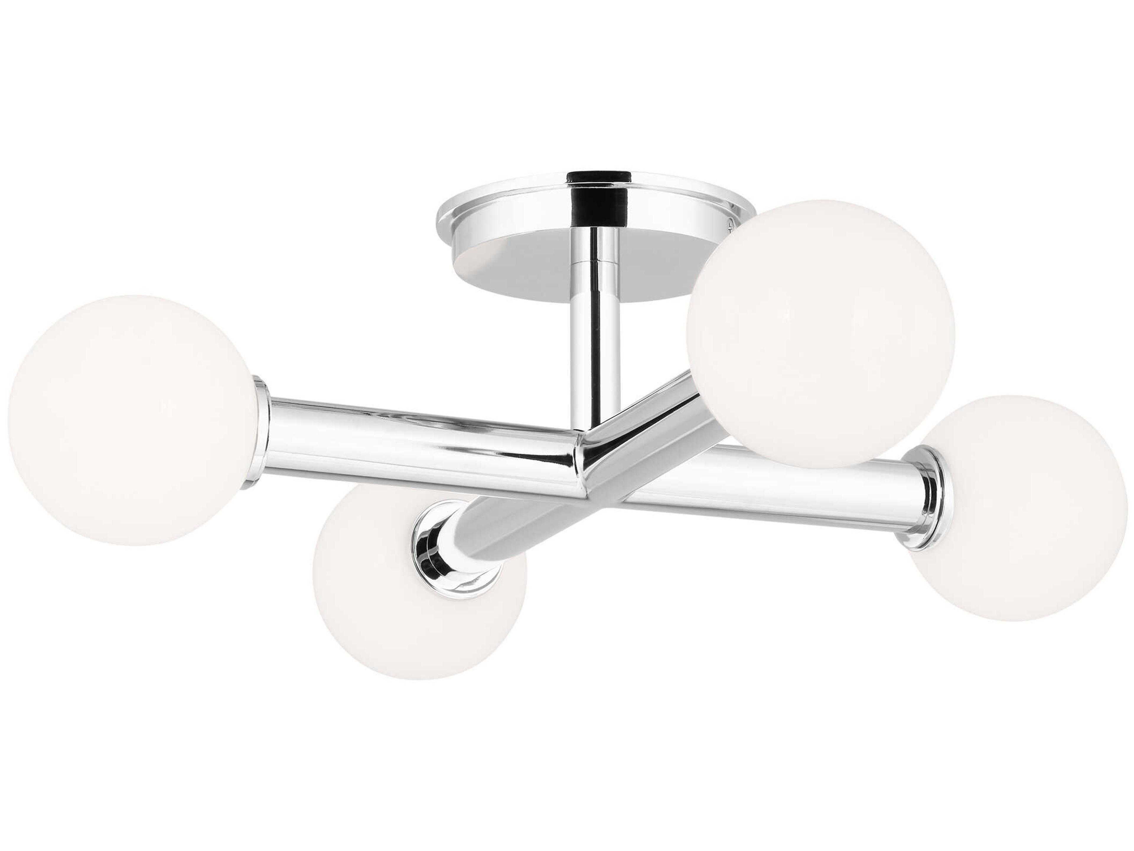 Visual Comfort Studio Nodes 4-Light Polished Nickel Globe Linear Semi Flush Mount