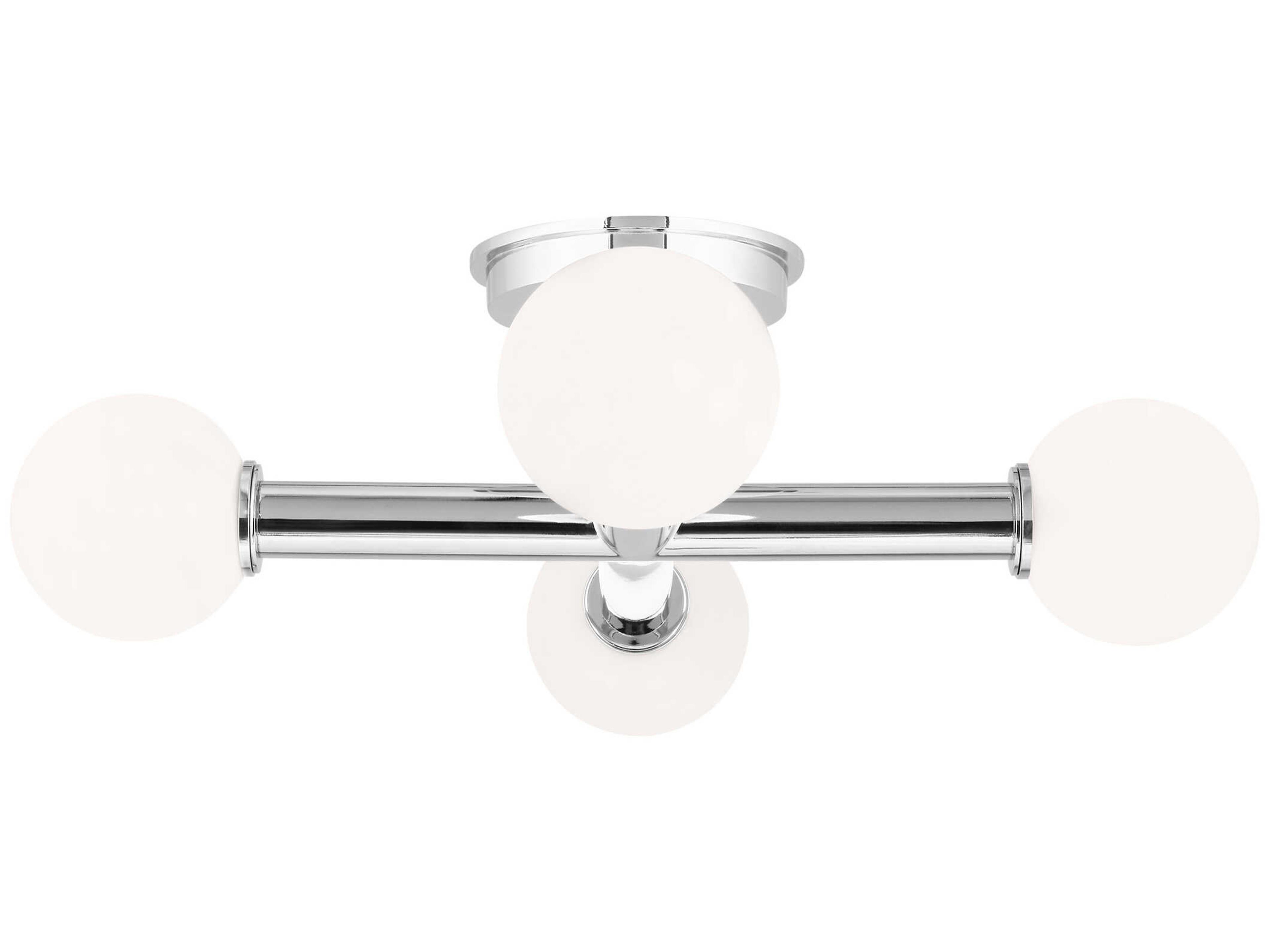 Visual Comfort Studio Nodes 4-Light Polished Nickel Globe Linear Semi Flush Mount