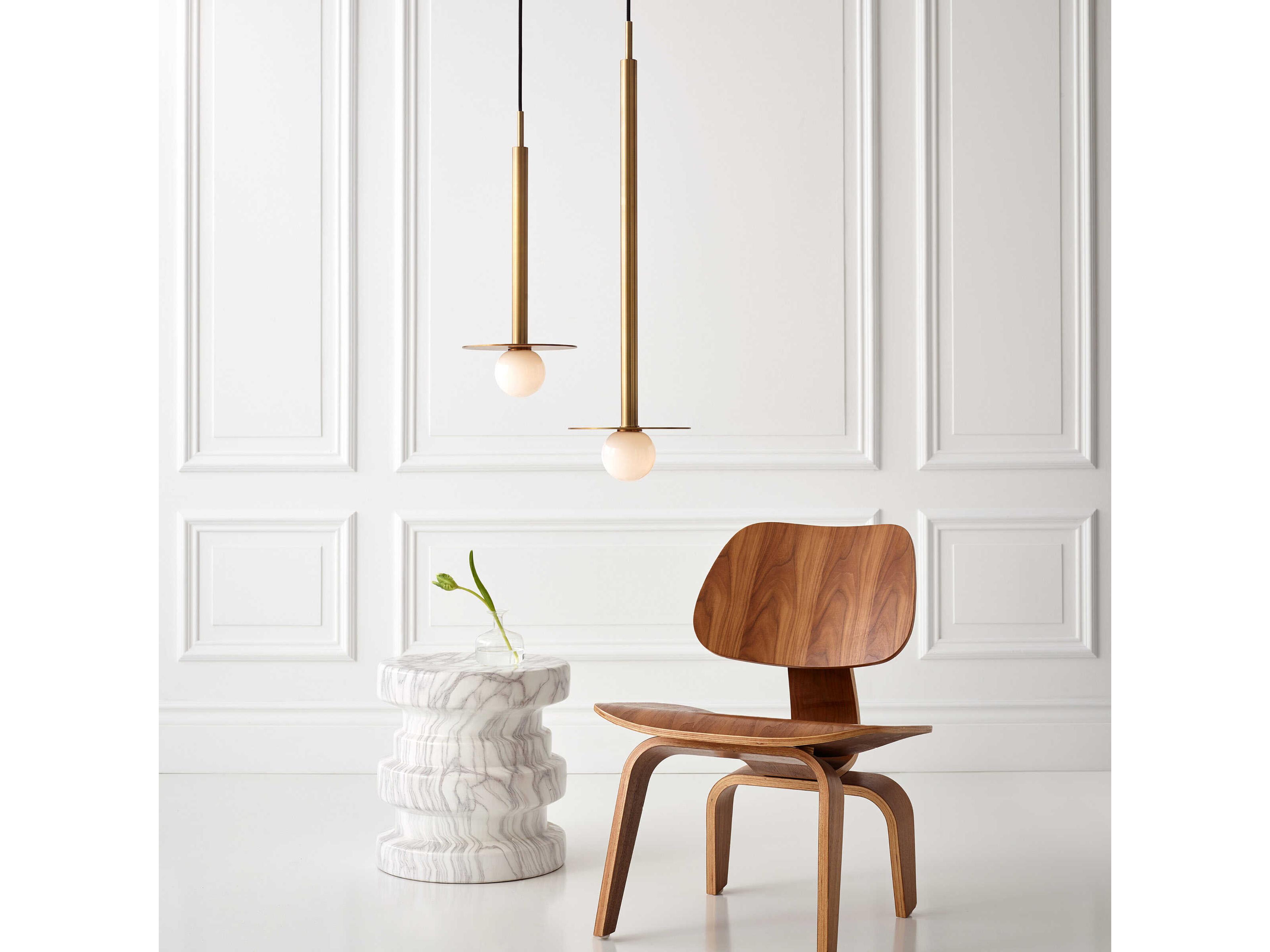 Visual Comfort Studio Nodes 1-Light Burnished Brass Globe Linear Mini Pendant