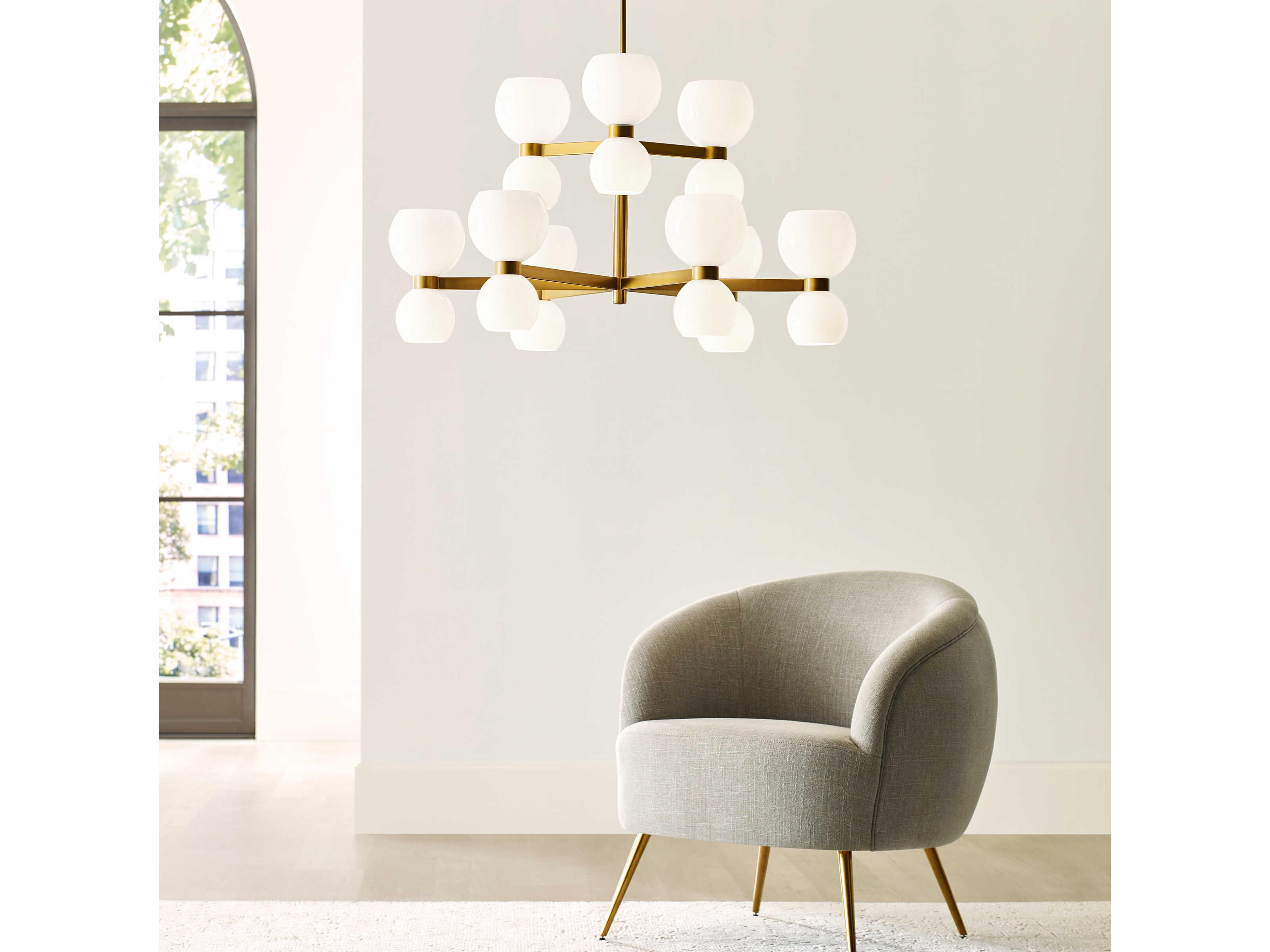 Visual Comfort Studio Londyn 18-Light Burnished Brass Tiered Chandelier