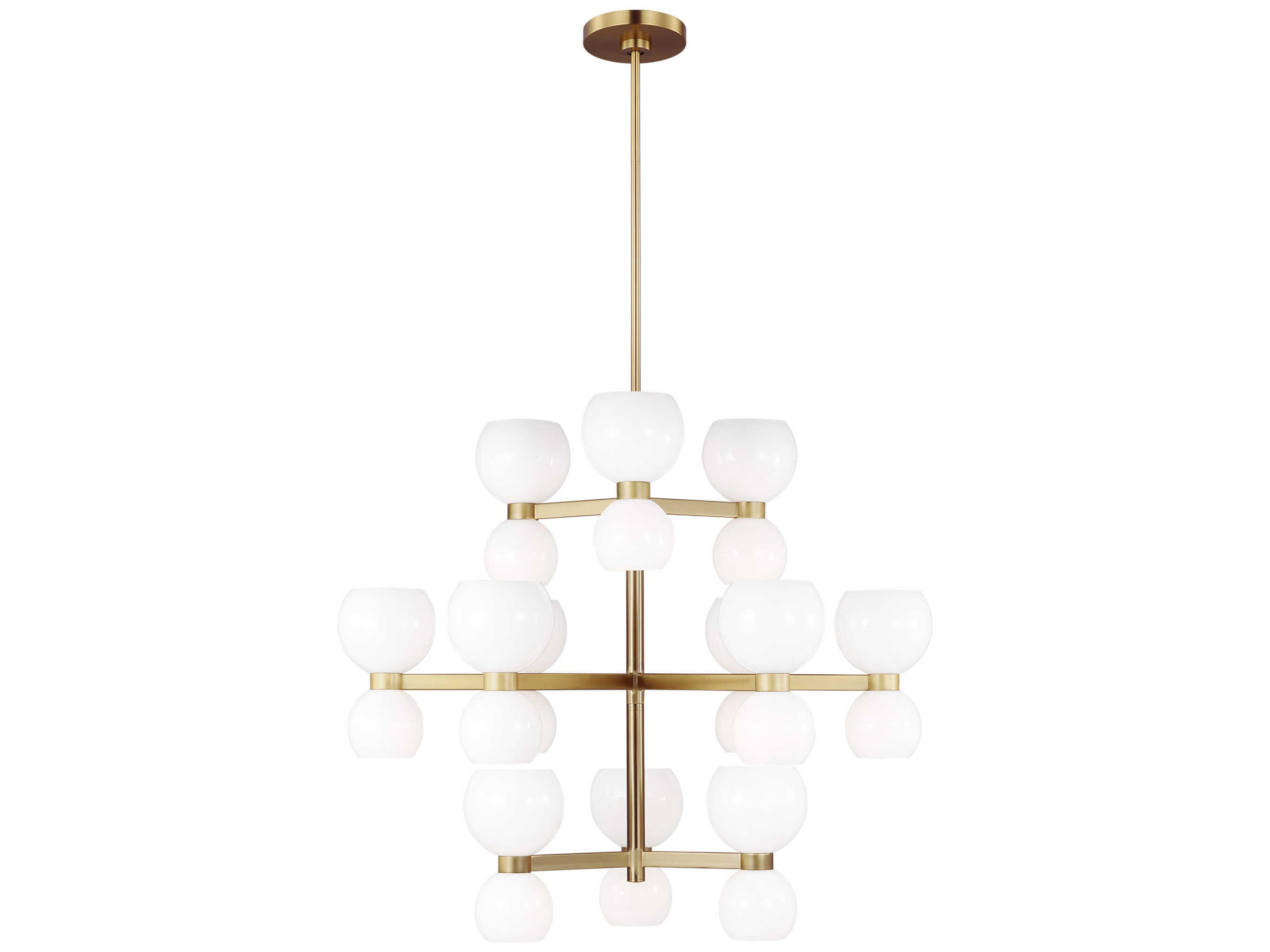 Large Chandelier Londyn Burnished Brass Milk White Glass