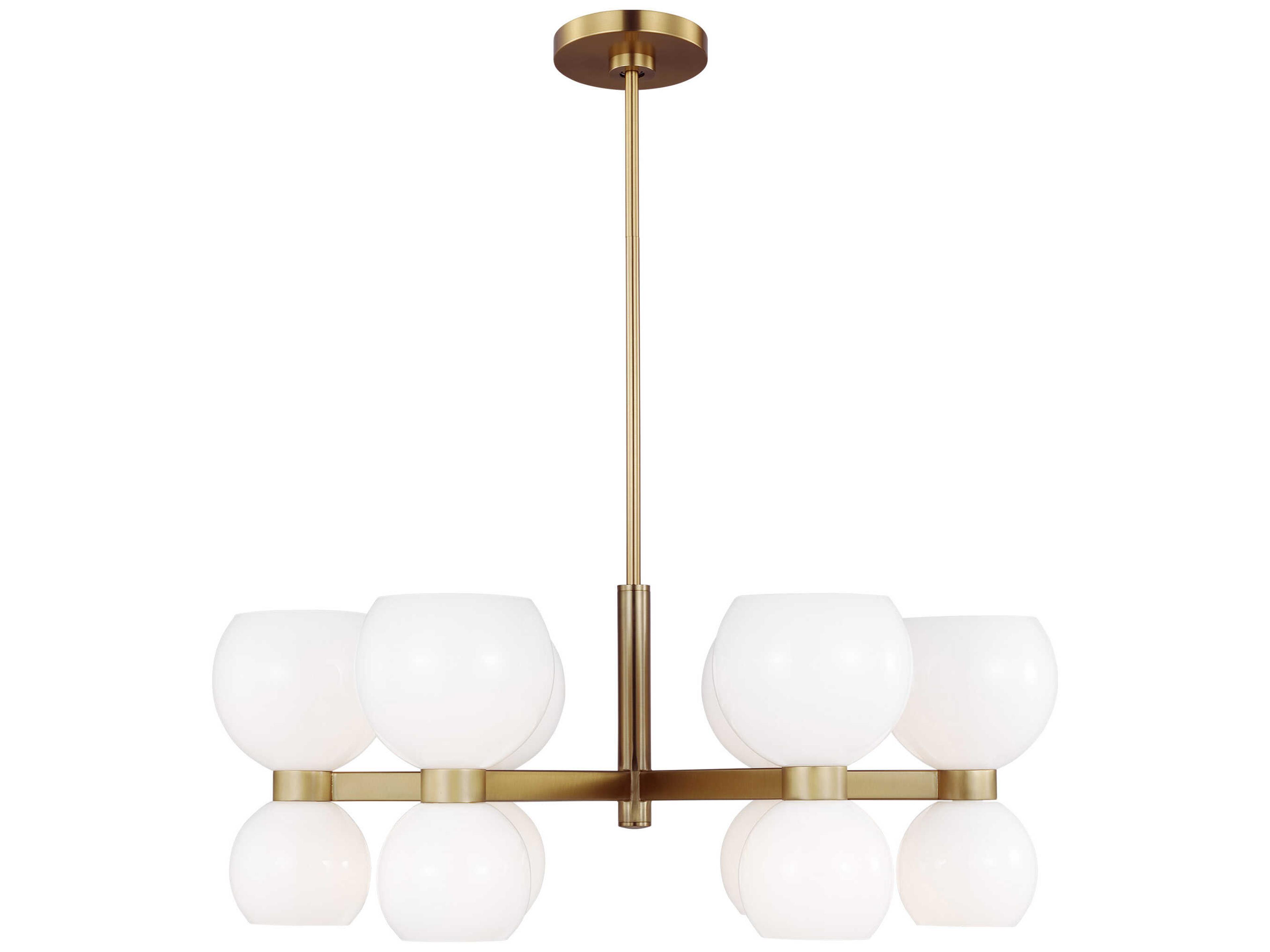 12 Light Chandelier Londyn Burnished Brass Milk White Glass