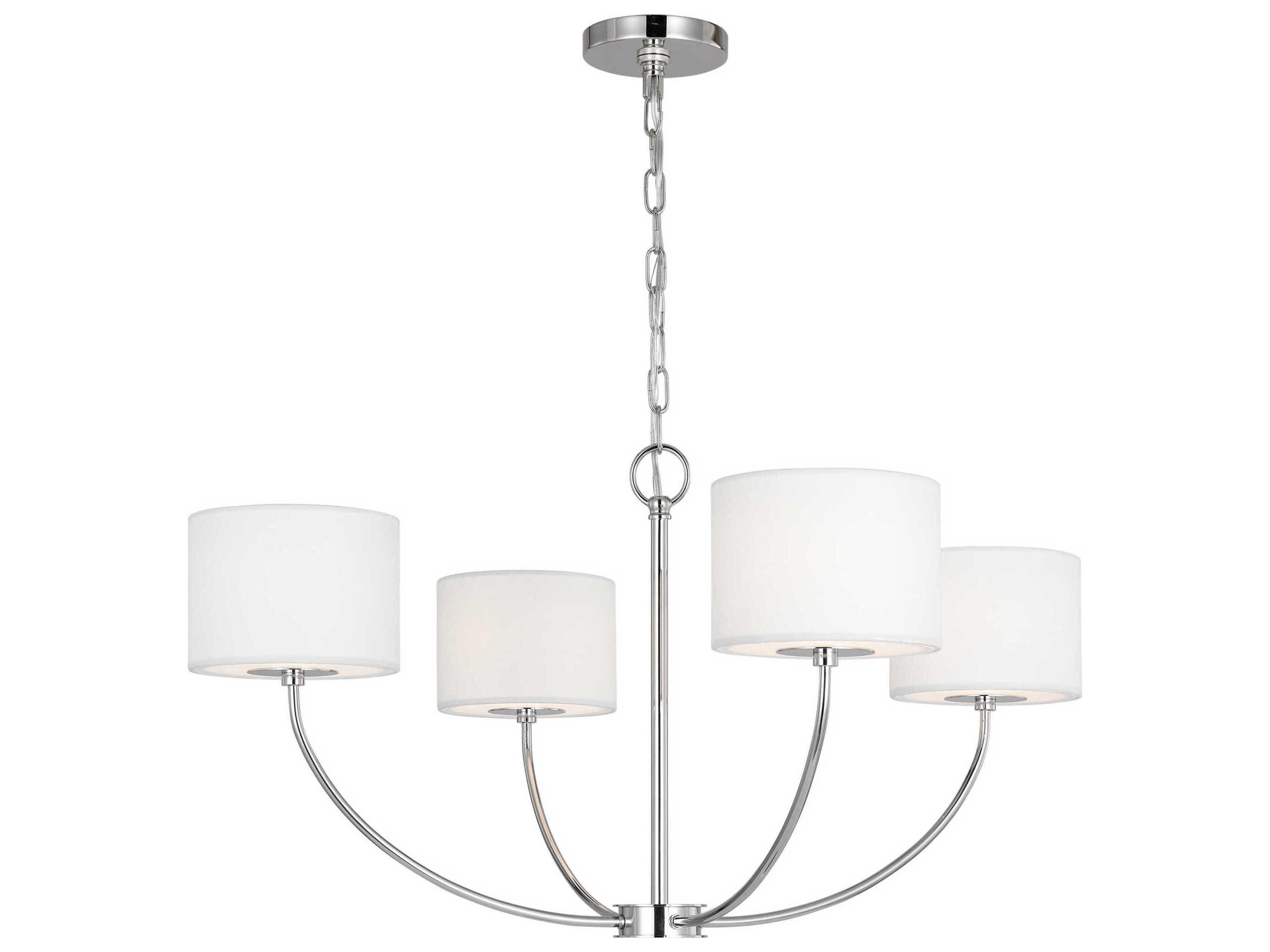 Visual Comfort Studio Sawyer 4-Light Polished Nickel Drum Chandelier