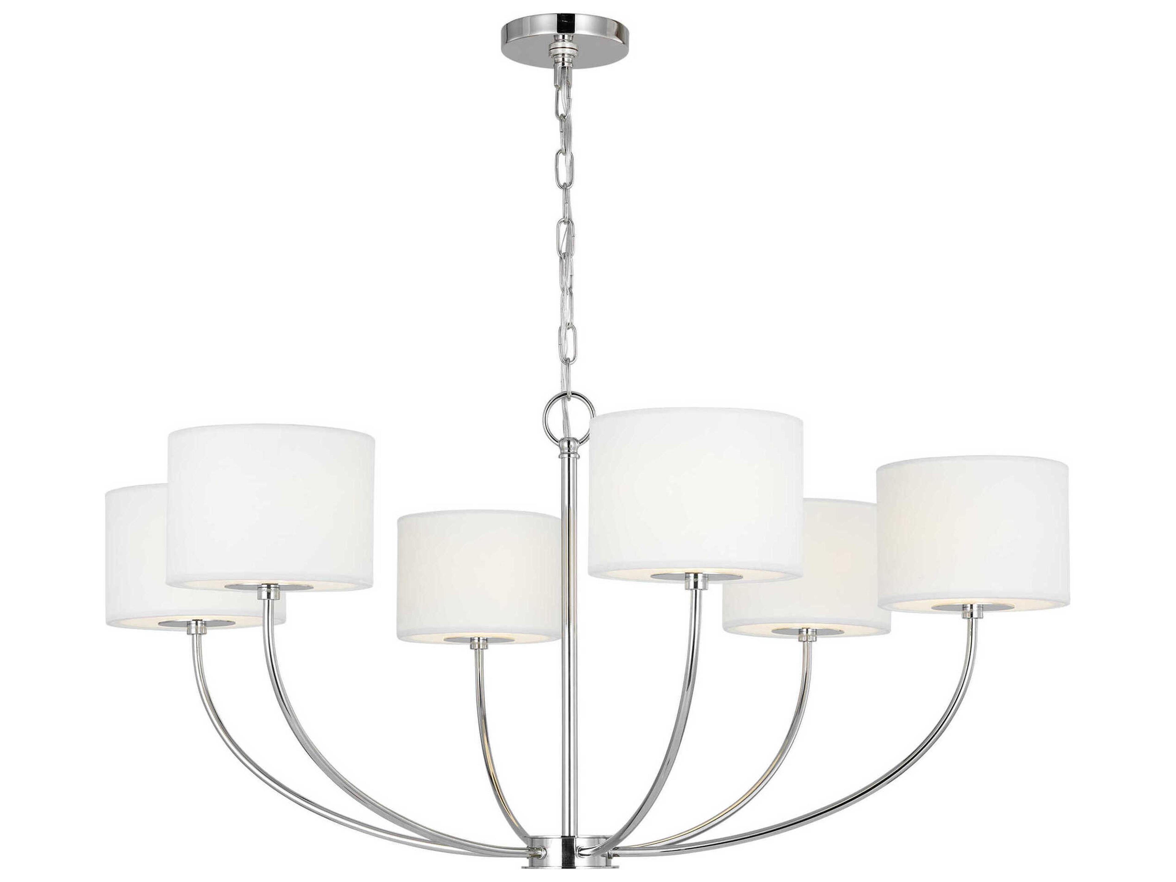 Visual Comfort Studio Sawyer 6-Light Polished Nickel Drum Chandelier