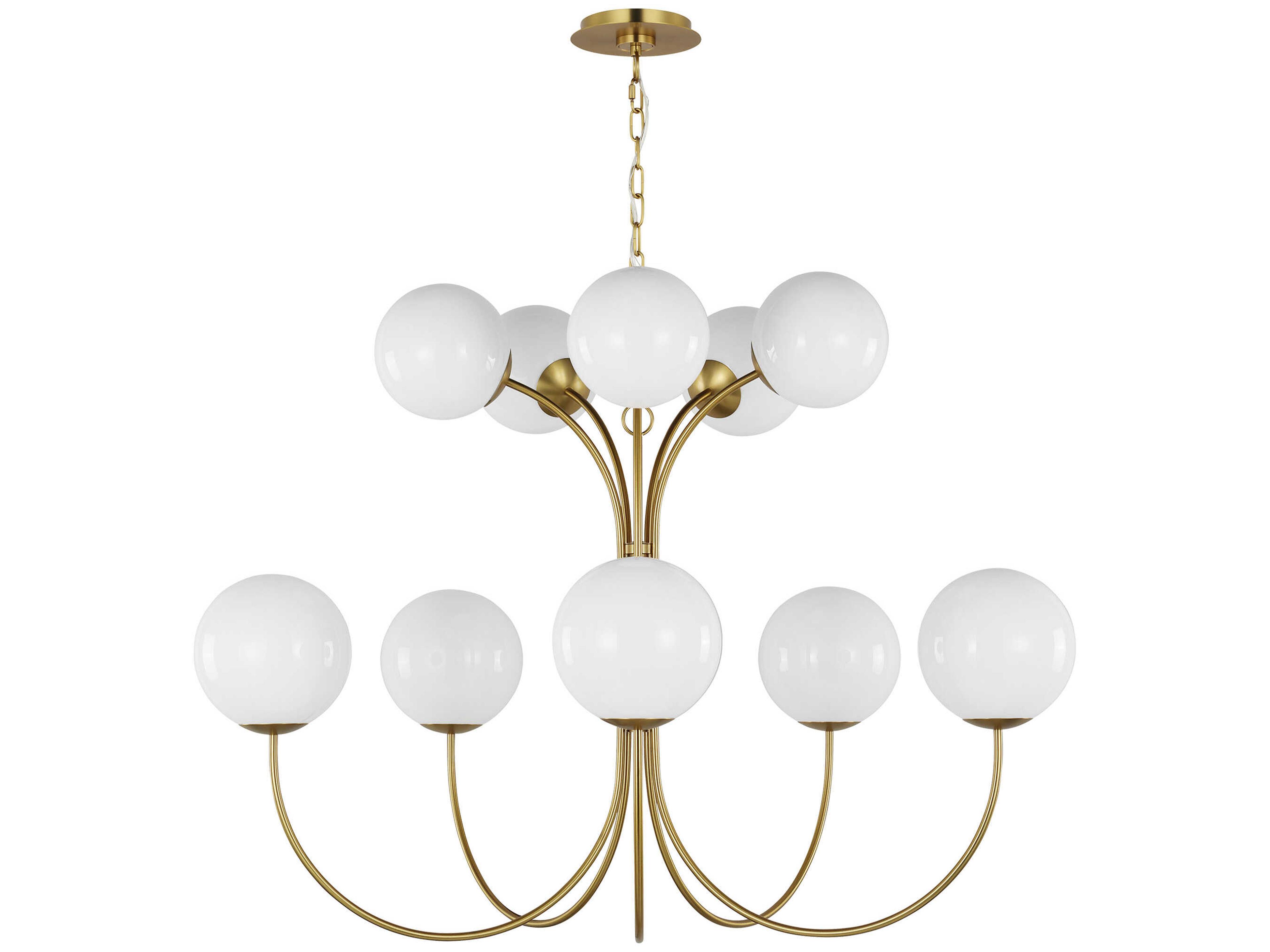 Visual Comfort Studio Noemie 10-Light Burnished Brass Globe Tiered Chandelier